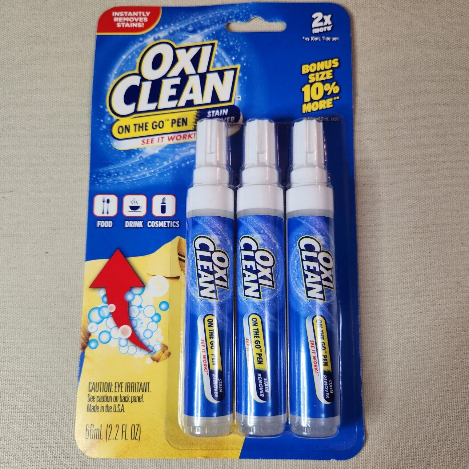 OxiClean On The Go Stain Remover Pen, Instant Stain Removal Stick, 3-Pack
