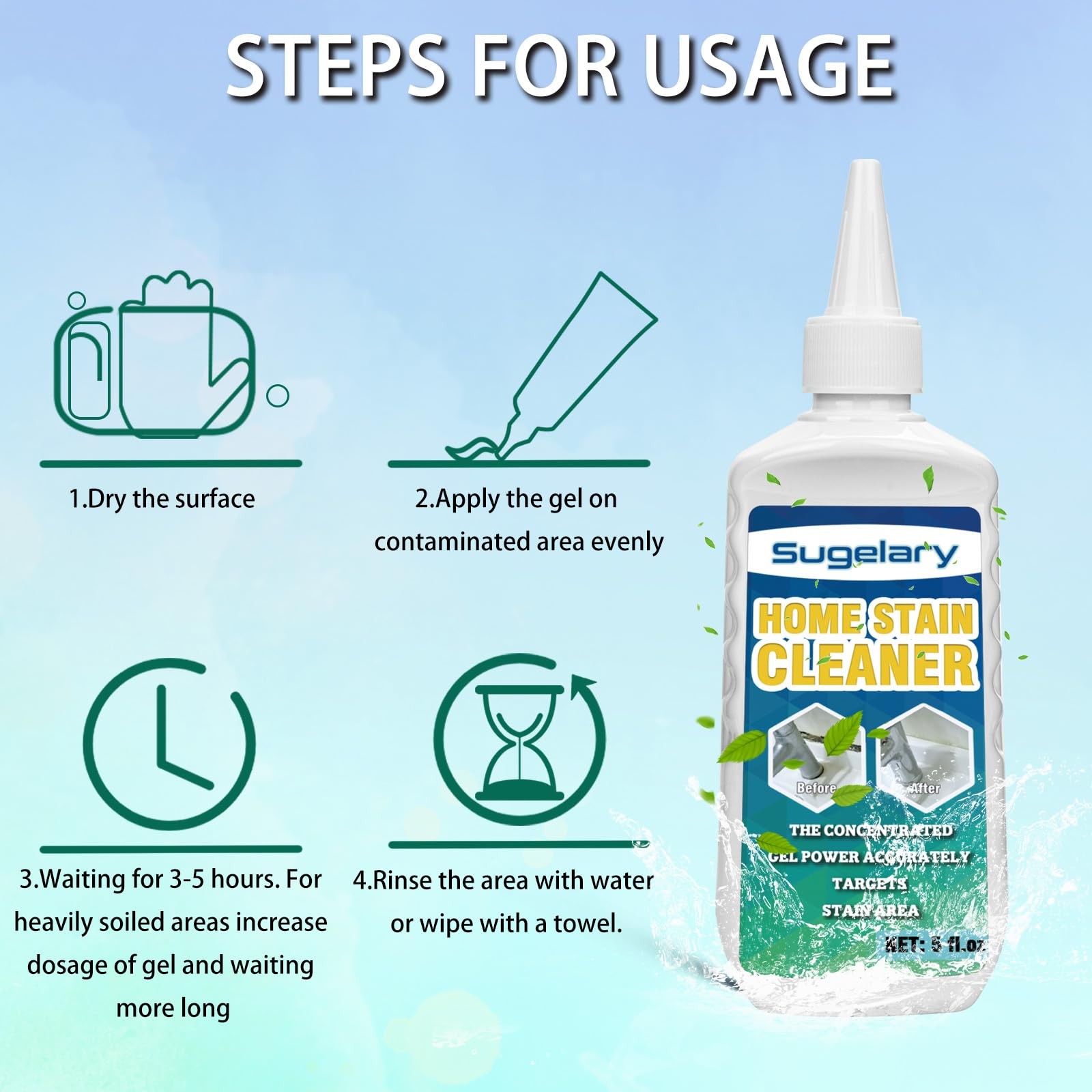 Sugelary Mold Stain Cleaner, 5 fl oz Cleaner 5 Fl Oz (Pack of 1)