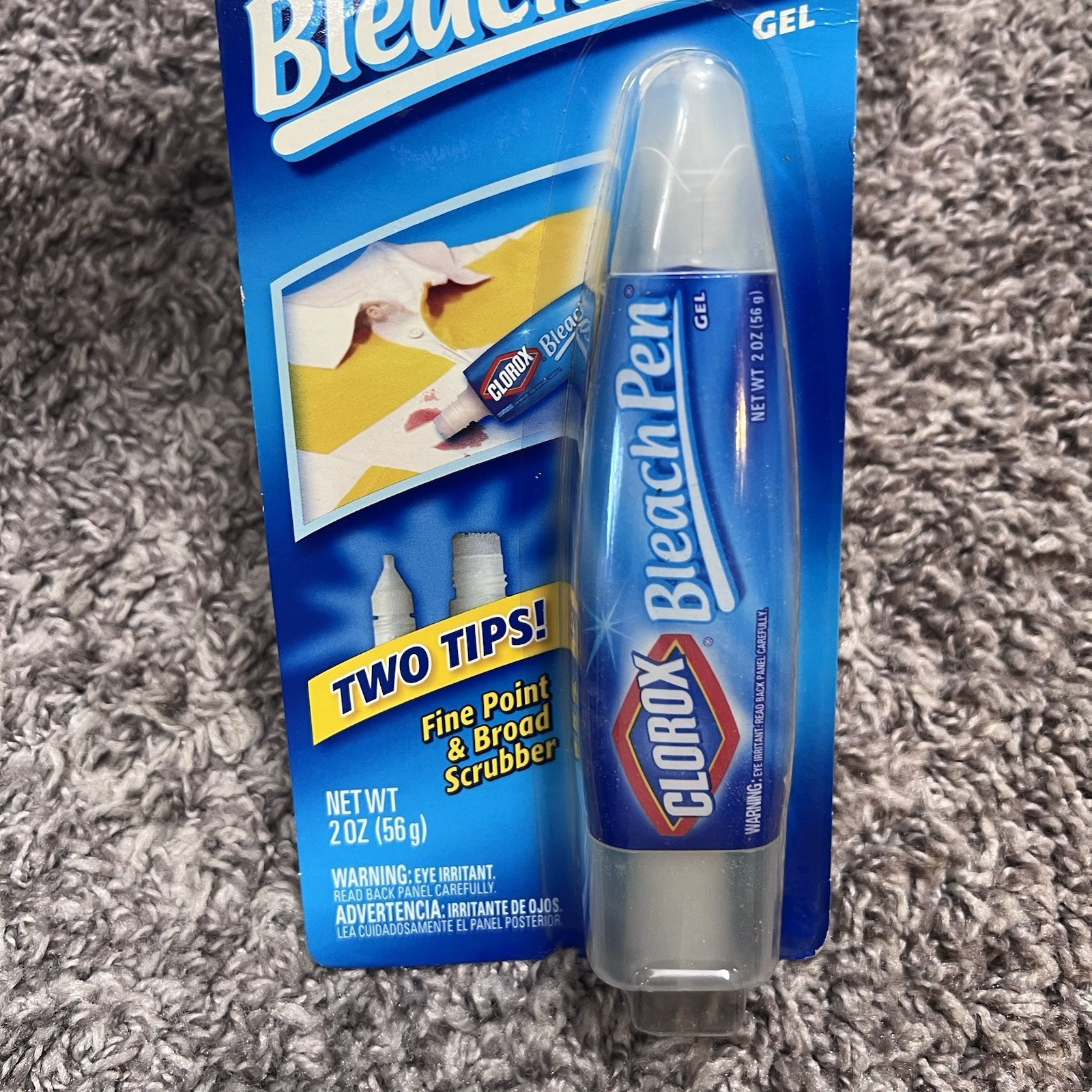 Clorox Bleach Pen Gel Stain Remover For Whites with Two Tips New