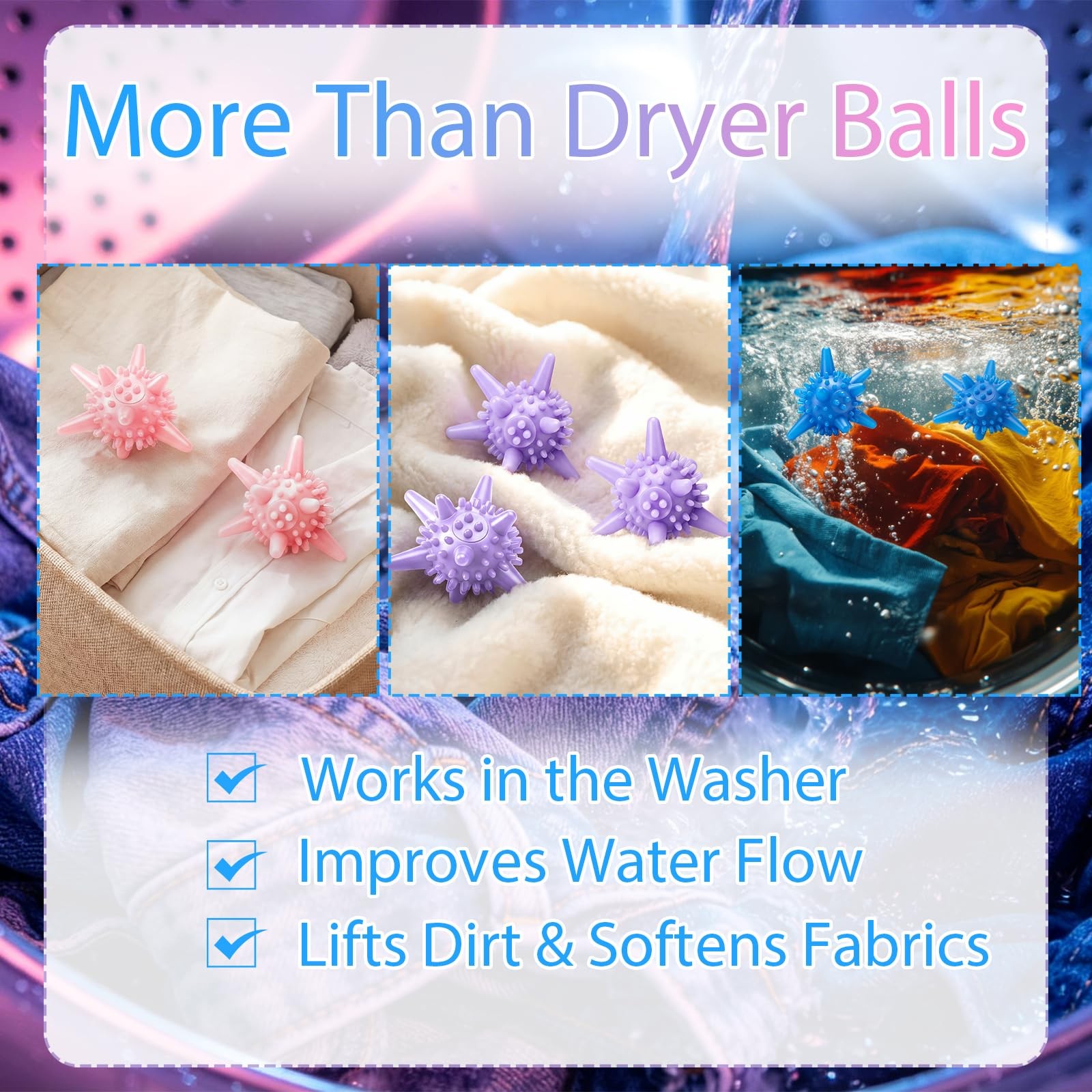 8 Pcs Silicone Dryer Balls Laundry Agitator Reusable Balls for Dryer or Washe…