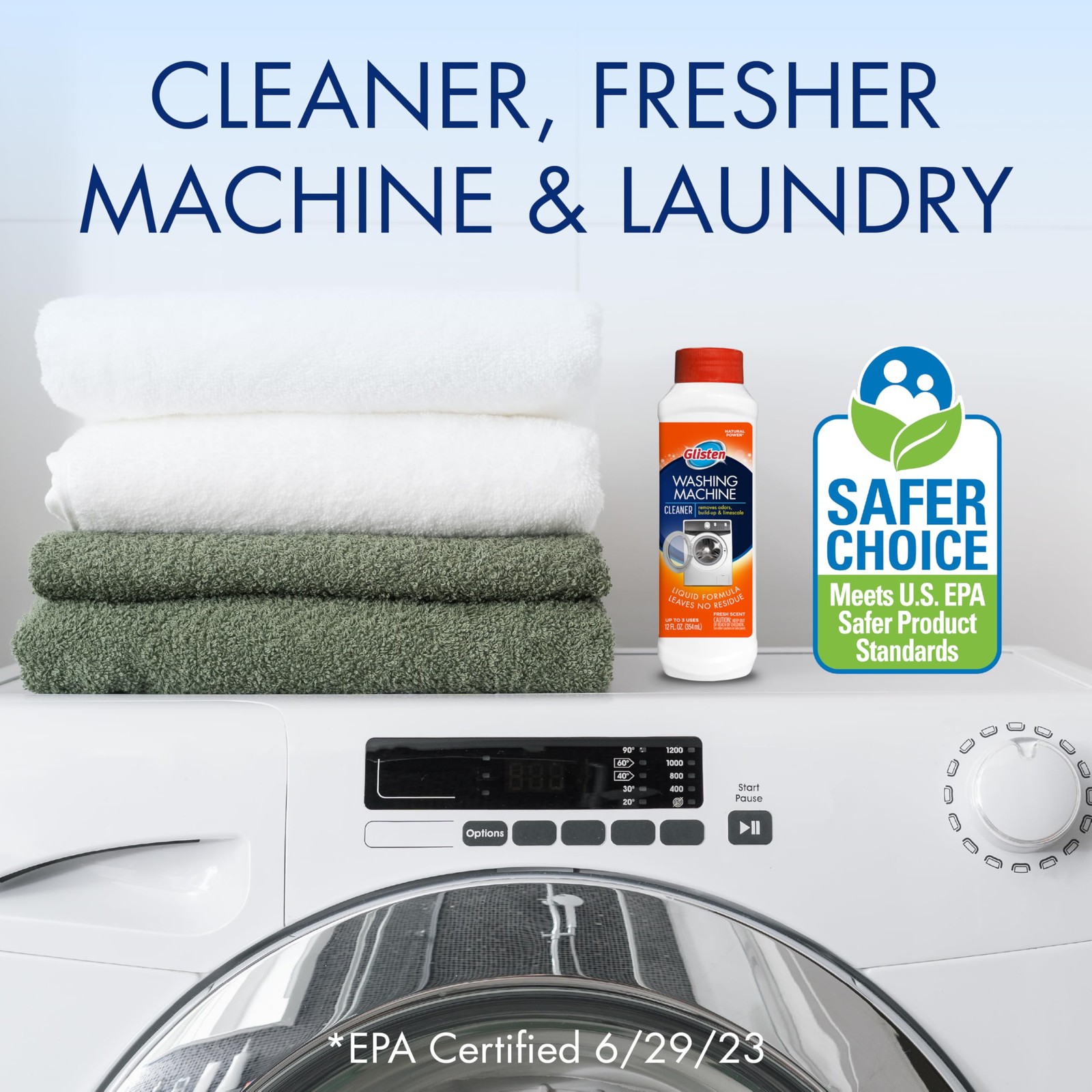 Glisten Washing Machine Cleaner, Helps Remove Odor, 36 Fl Oz (Pack of 1)
