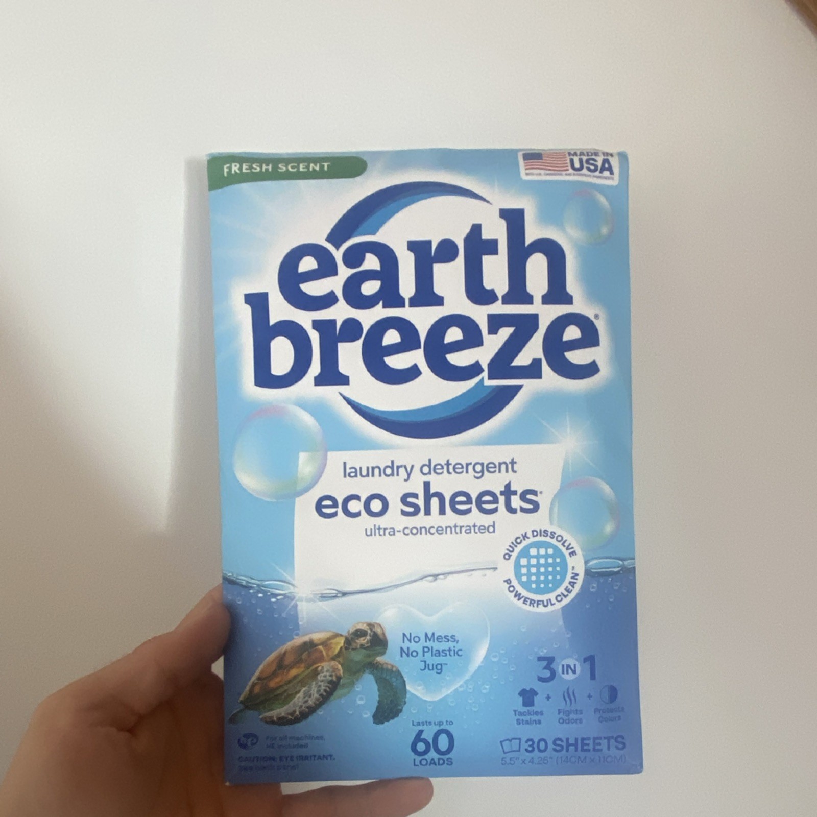 Earth Breeze Eco Sheets Laundry Detergent Fresh Scent 60 Loads 30 Sheets Made i…