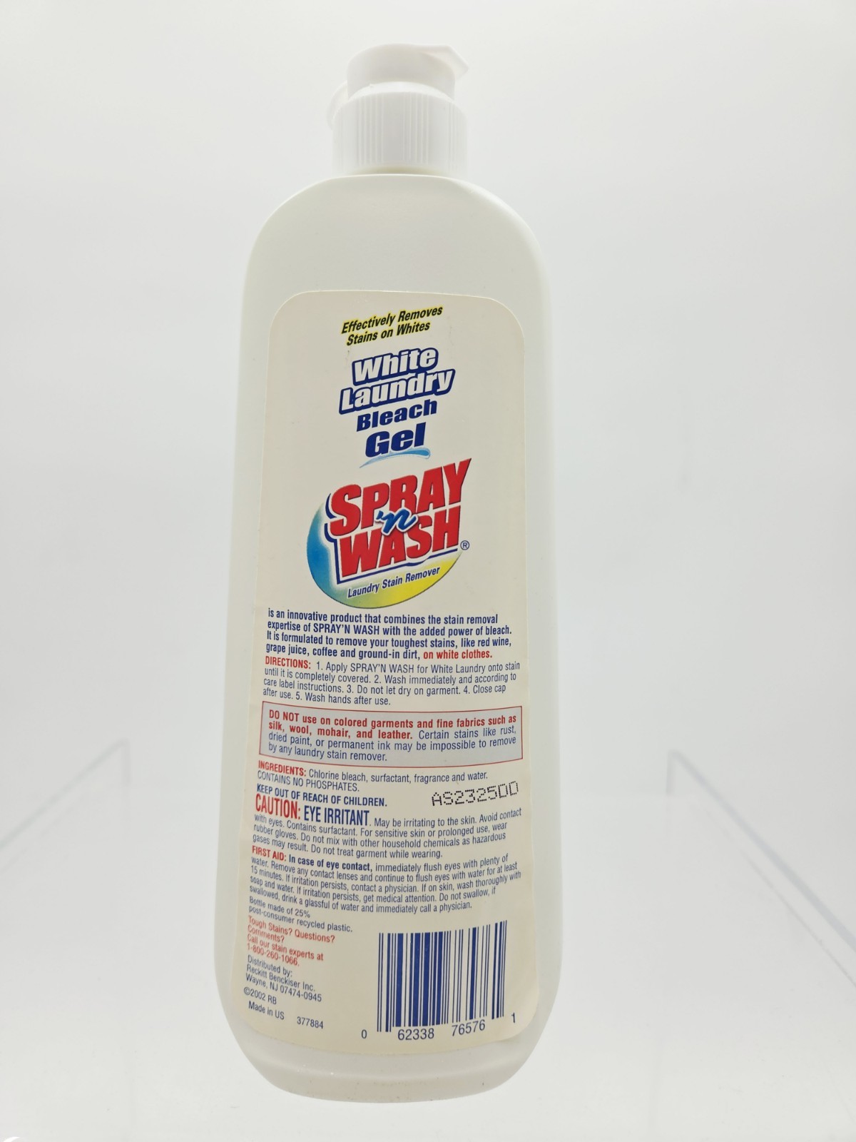 Vintage Spray n Wash Laundry Stain Remover Bleach Gel 12oz 2002 60% Full