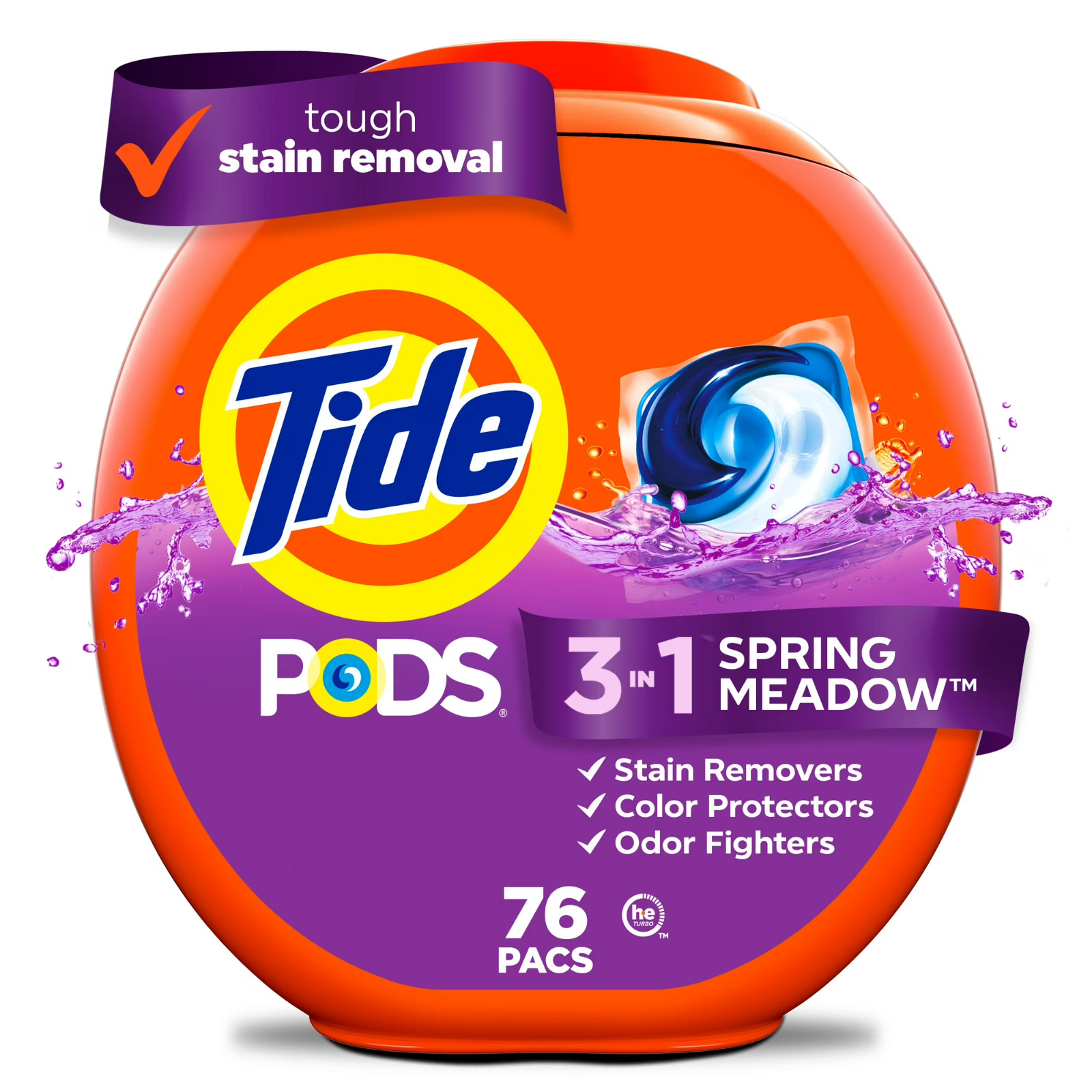 2 Pack Tide PODS Laundry Detergent Pacs Spring Meadow Scent 76 Count (152 Total)