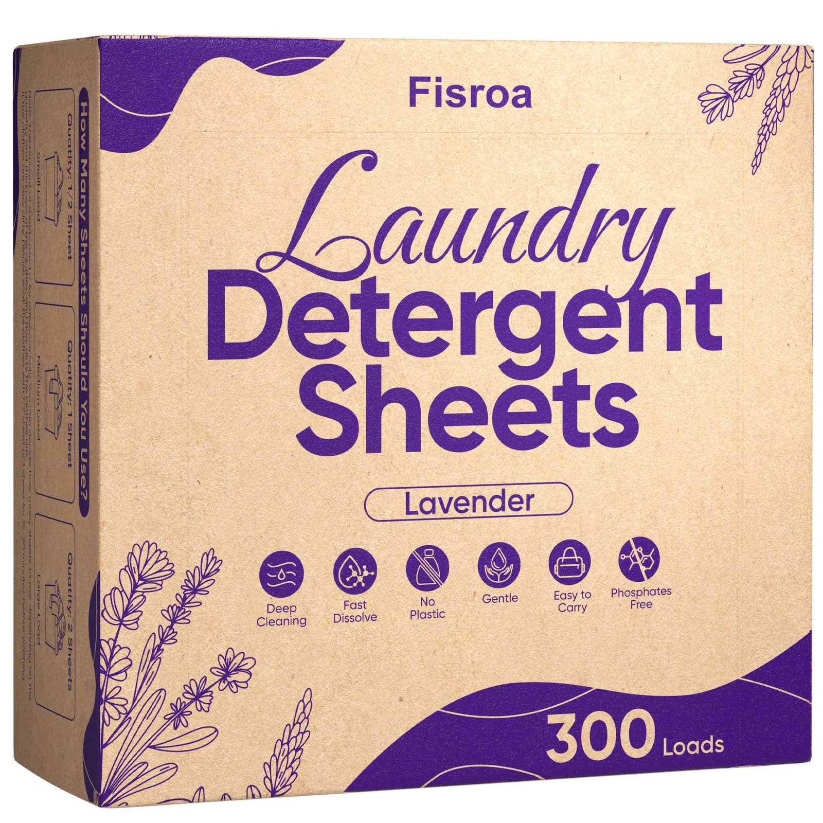 Lavender Laundry Detergent Sheets Travel Eco-friendly 300 Loads Clothes Washi…