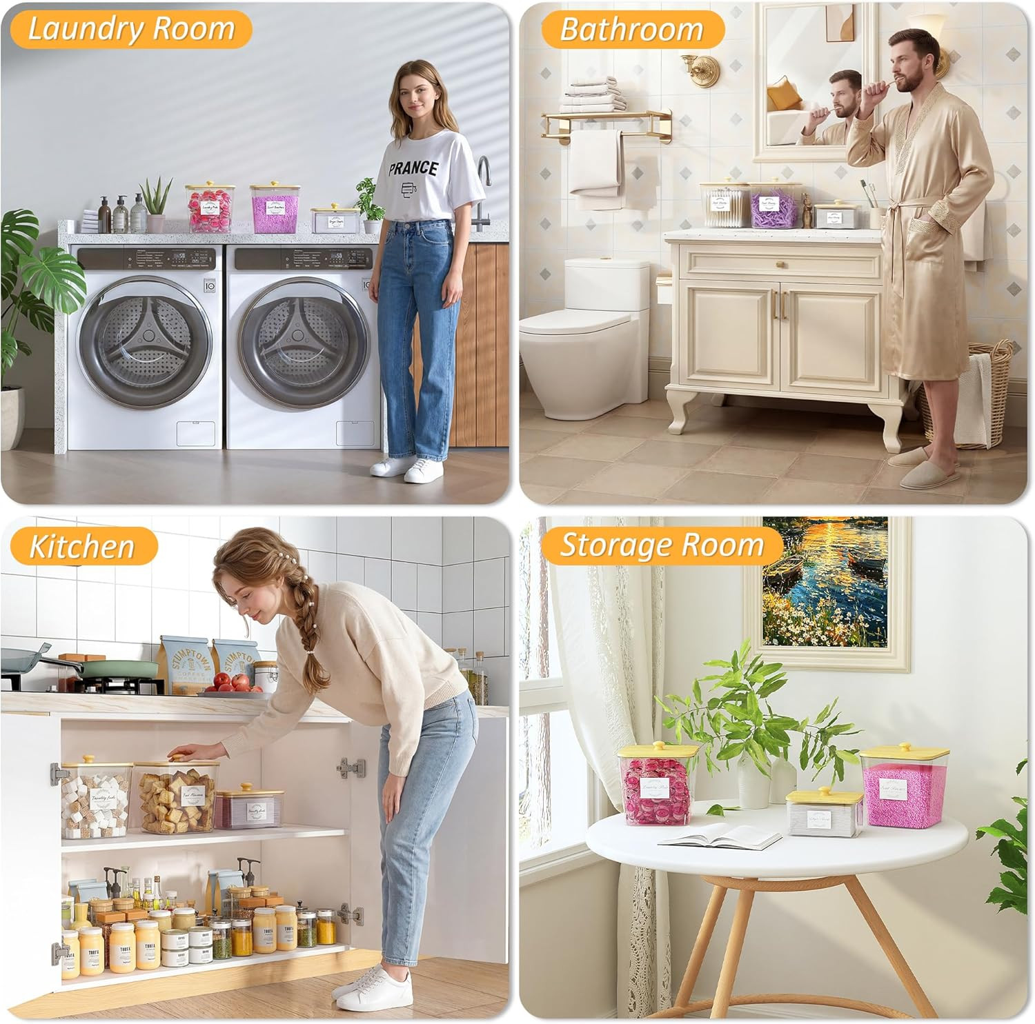 4+1 Pack Laundry Pods Container & Dryer Sheet Holder Set,Clear Laundry Room Orga