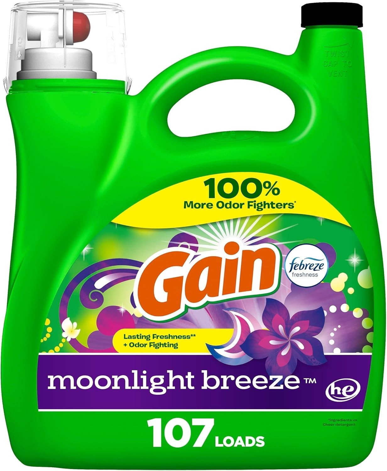 Gain Aroma Boost Liquid Laundry Detergent Moonlight Breeze 154 fl oz 107 Loads H