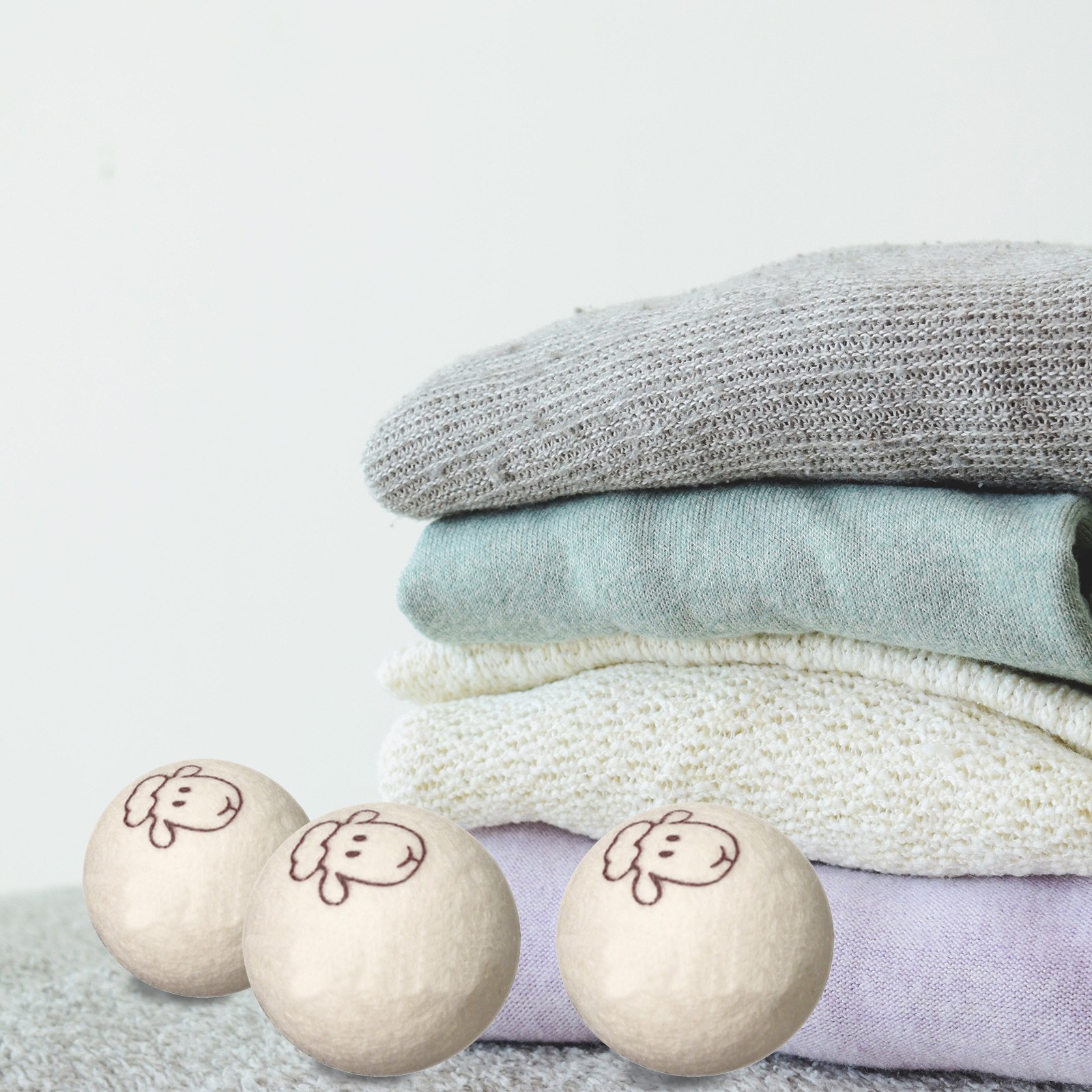 6pcs Wool Dryer Balls Natural Fabric Softener Reduce Wrinkles For Laundry White