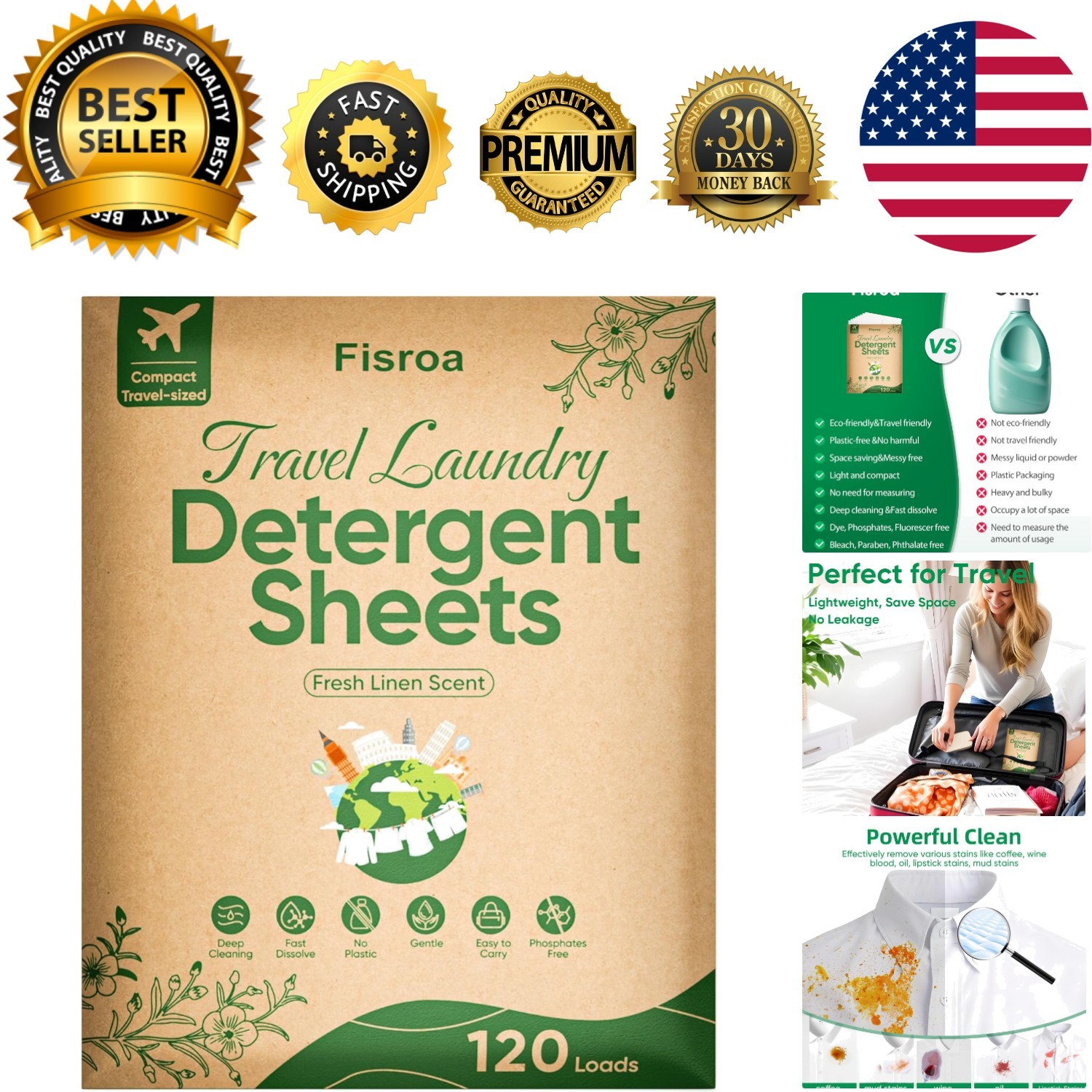 Fresh Linen Scented Laundry Strips – 120 Loads of Plastic-Free Detergent Sheets