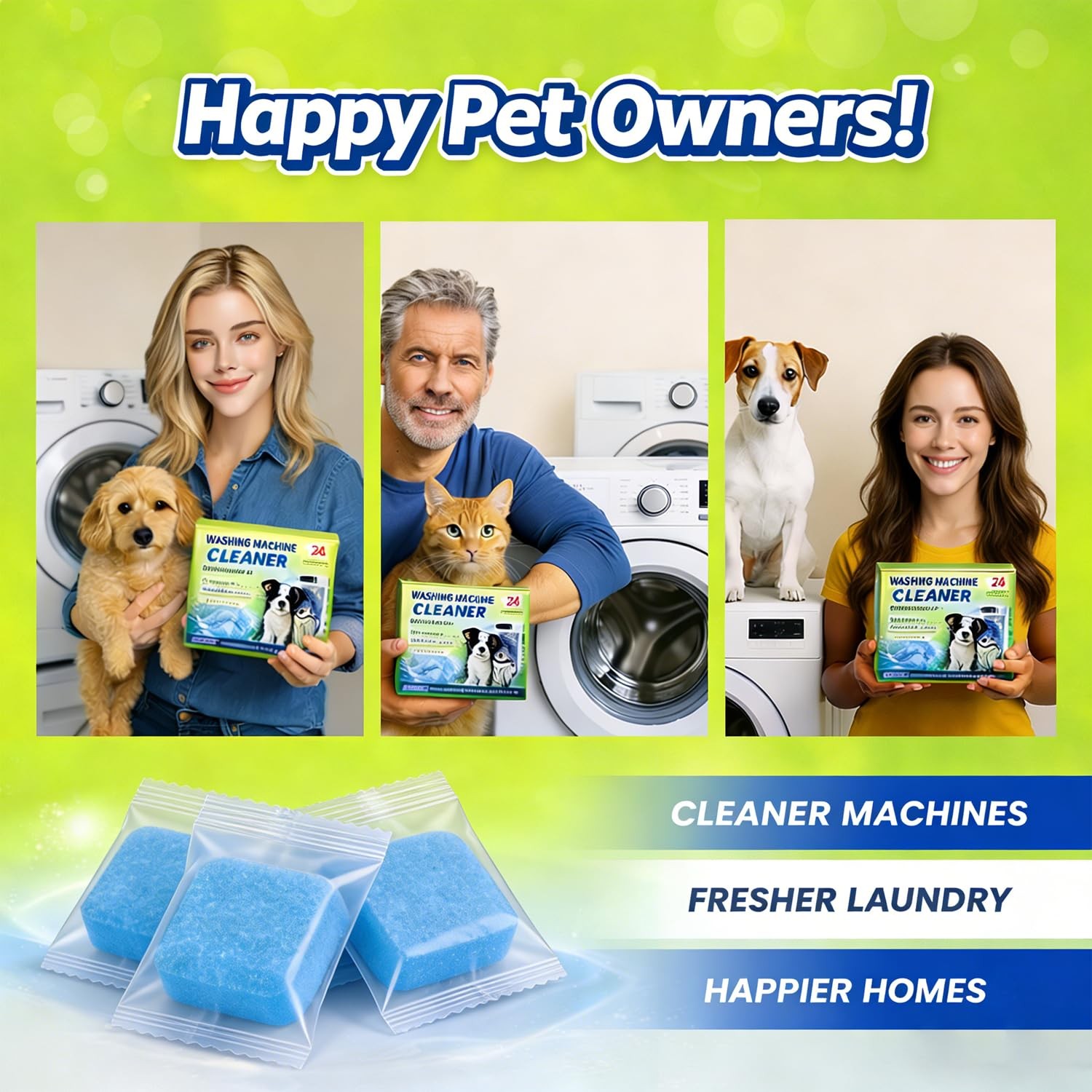 Enzyme Washing Machine Cleaner Tablets for Pet Owners, 24 Count (Pack of 1)