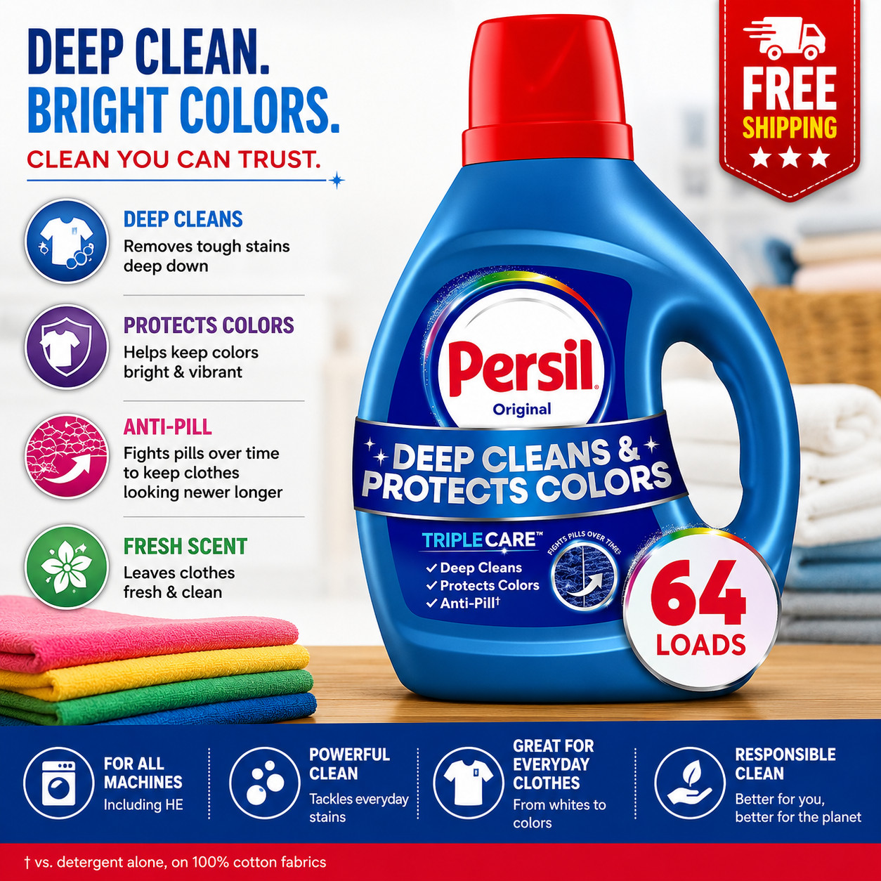 Persil Deep Clean Liquid Laundry Detergent, Original, 84 fl oz, 64 loads