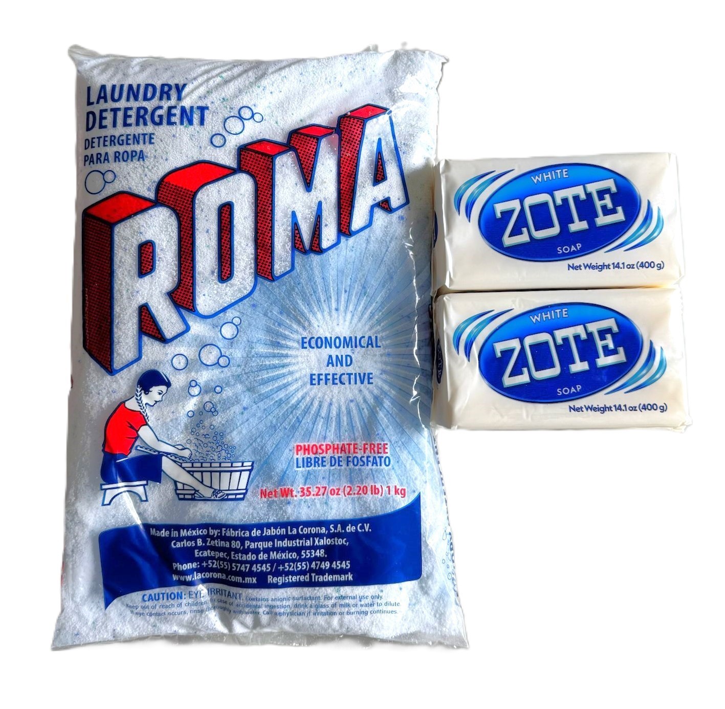 Bundle Roma Polvo 1 Kg/ Powder laundry detergent Zote Laundry Soap 200-400g Pink