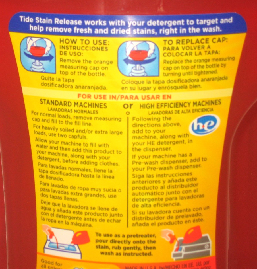 NOS Discontinued! TIDE STAIN RELEASE In-Wash Booster or Pre-Treat XL 68FL OZ