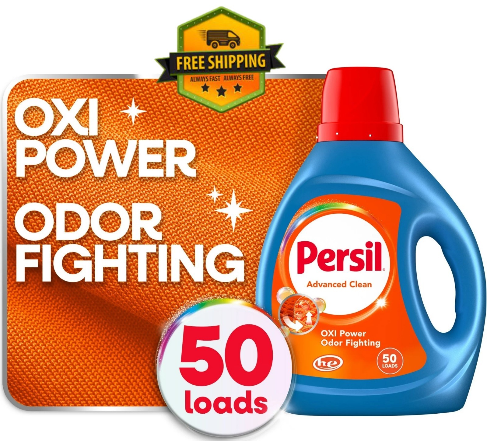 Persil Advanced Clean Liquid Detergent, Oxi + Odor, Original, 84 fl oz, 50 Loads