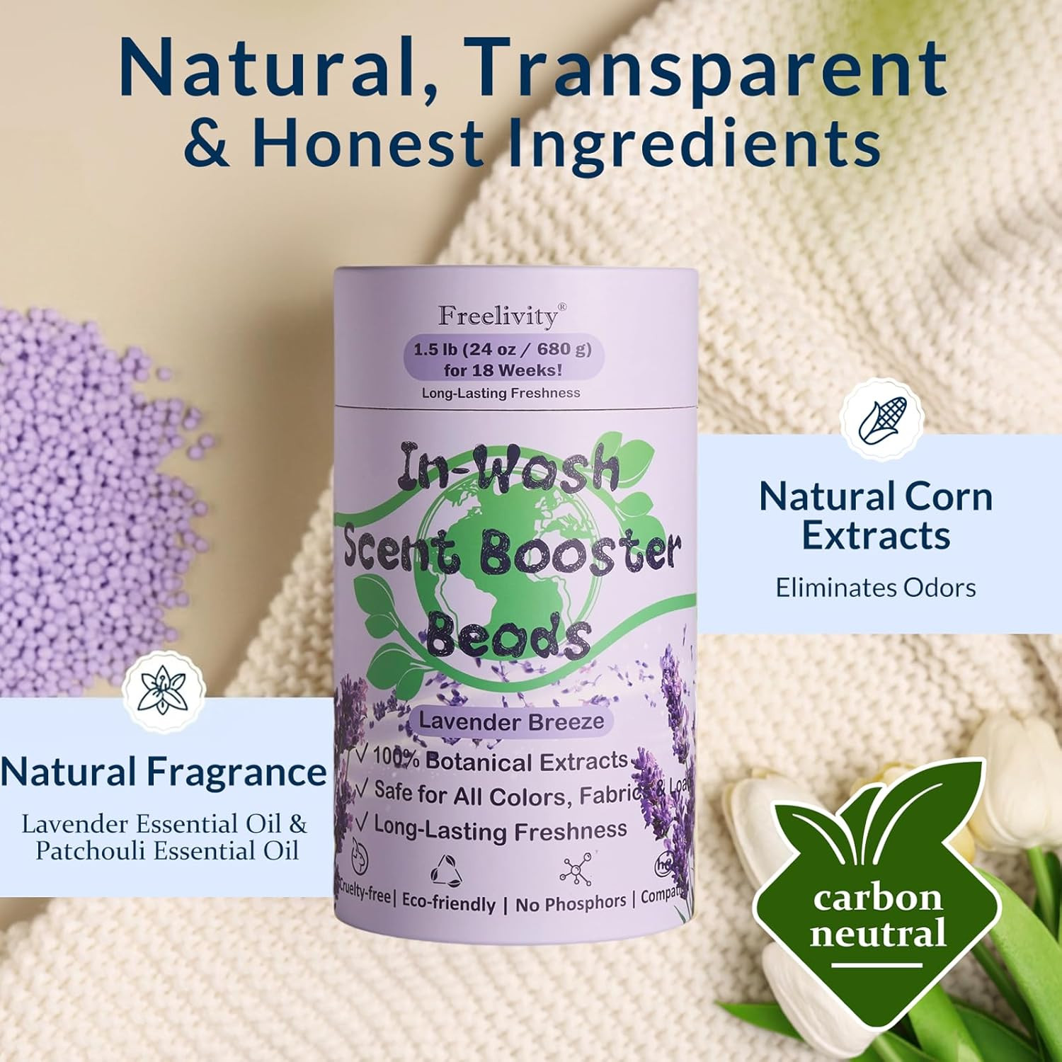 In‑Wash Scent Booster Beads – Lavender Breeze Scent, Laundry Beads Fabric Soften