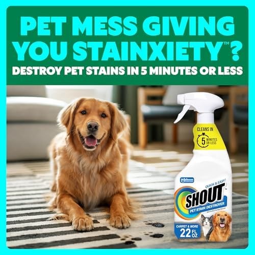 Shout Pet Stain Remover Spray, Color-Safe Multisurface & Carpet Cleaner Solut…