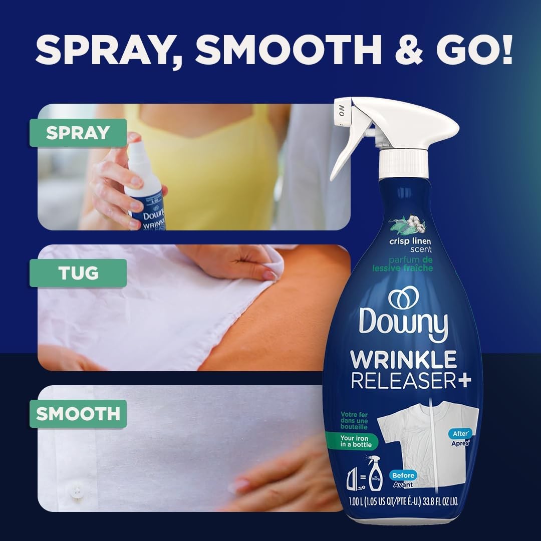 Wrinkle Releaser Spray, Static & Odor Eliminator, Crisp Linen, 33.8oz, 2 Pack
