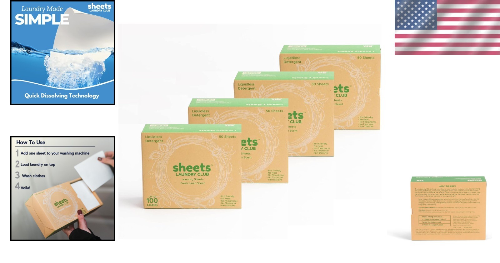 Liquidless Laundry Detergent Sheets in Fresh Linen – 200 Loads, 50 Count 4-Pack