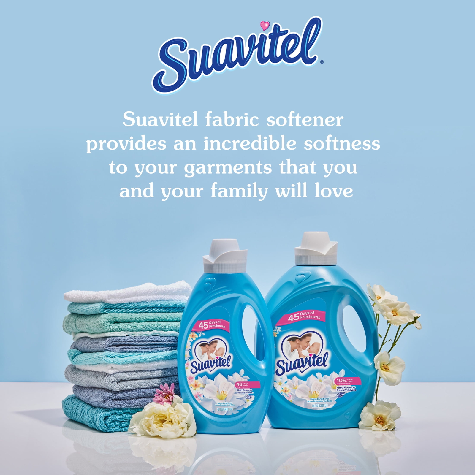 Suavitel Liquid Fabric Conditioner, Laundry Fabric Softener, Field Flowers Scent