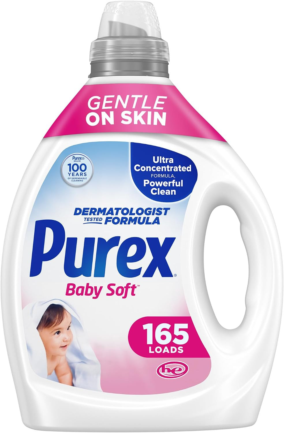Purex Baby Soft Liquid Laundry Detergent, Ultra Concentrated, 82.5 fl oz, 165 Lo