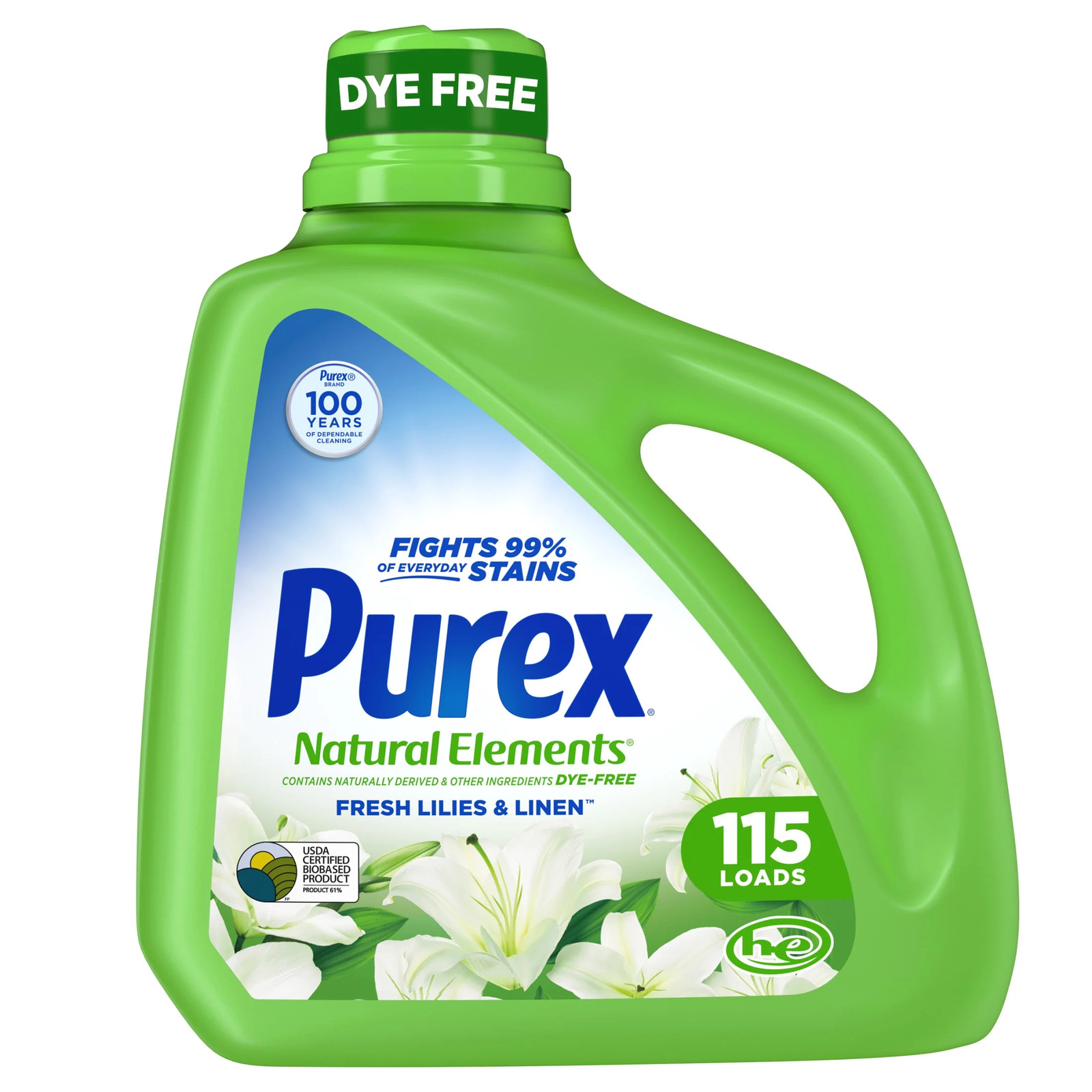 Natural Elements Liquid Detergent, Fresh Lilies & Linen, 150 fl oz, 115 loads