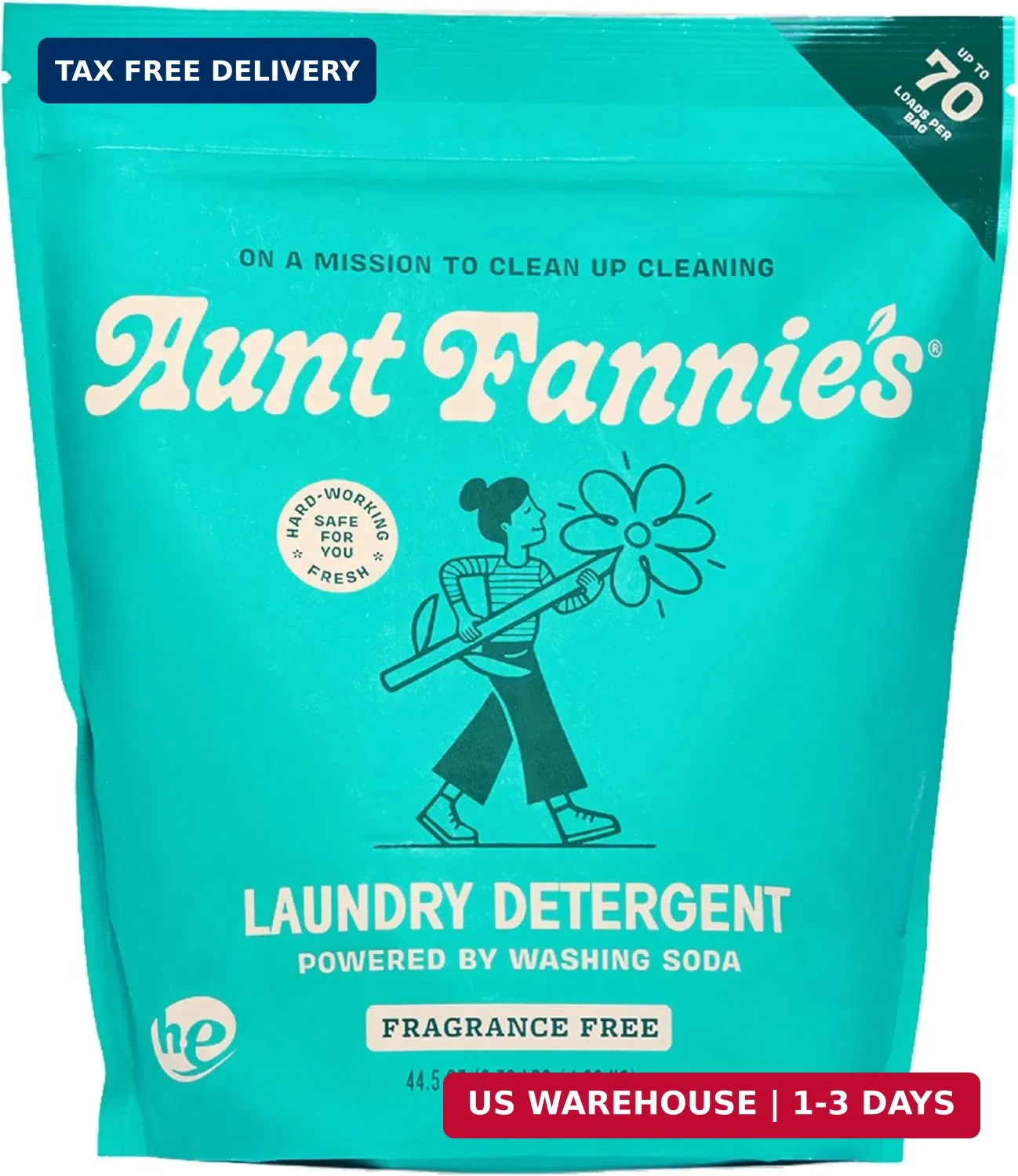 Aunt Fannie’s Powder Laundry Detergent, Deep Cleaning, Plant Based, Natural Ingr