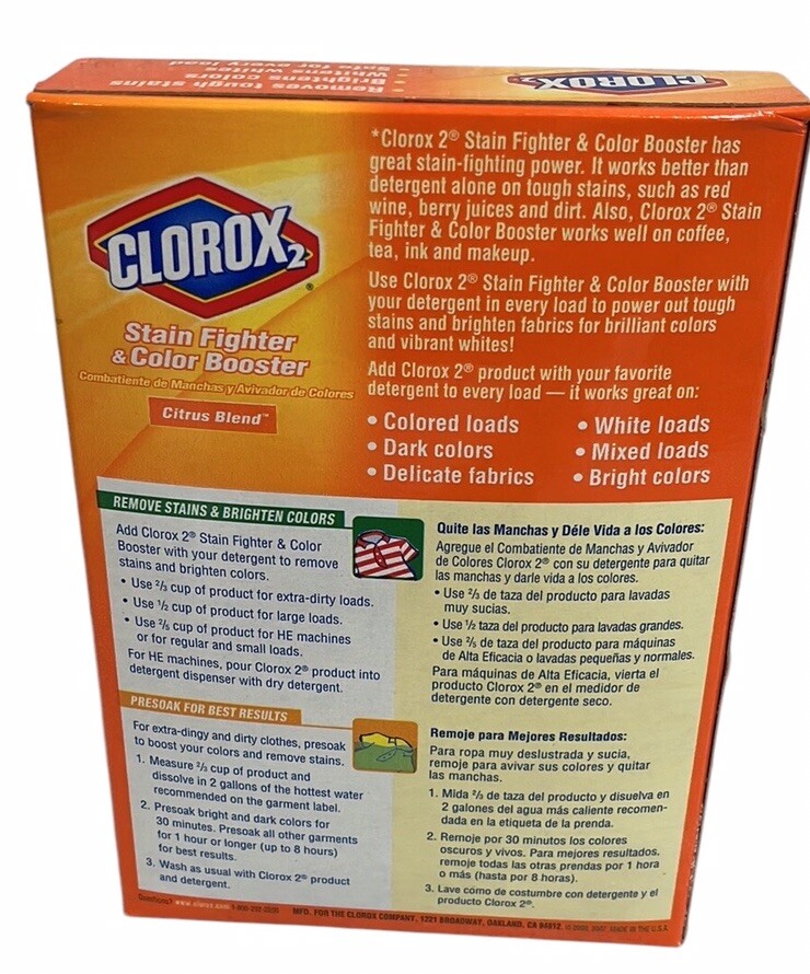 2007 CLOROX 2~Citrus Blend Stain Fighter/Color Booster Powder 1.62lb Box~NOS