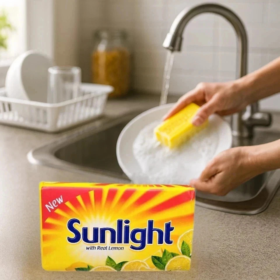 SUNLIGHT Laundry Bar Soap Fresh Lemon Scent 110g x 3 | Budget Pack