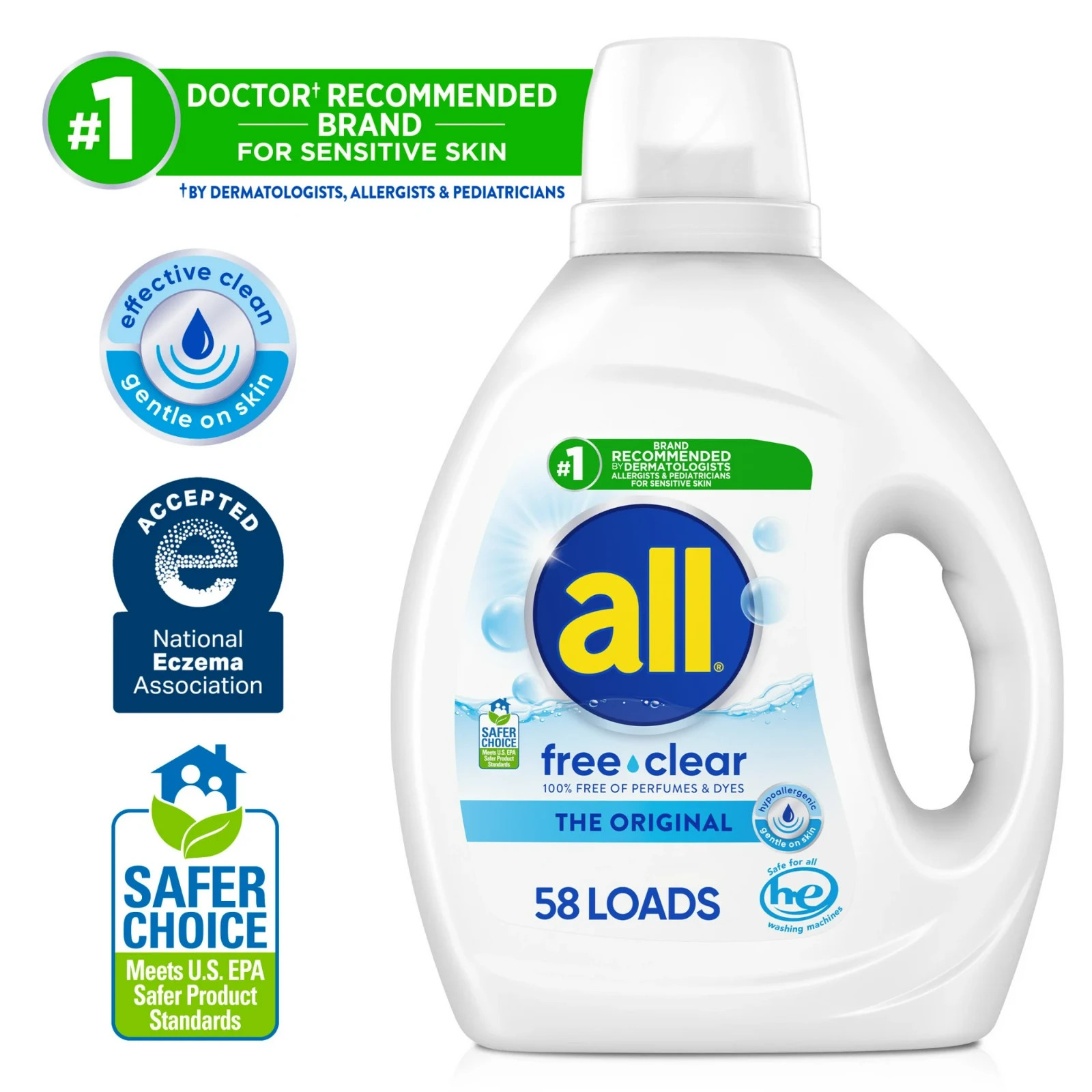 all Free Clear Liquid Laundry Detergent 73 oz 58 Loads