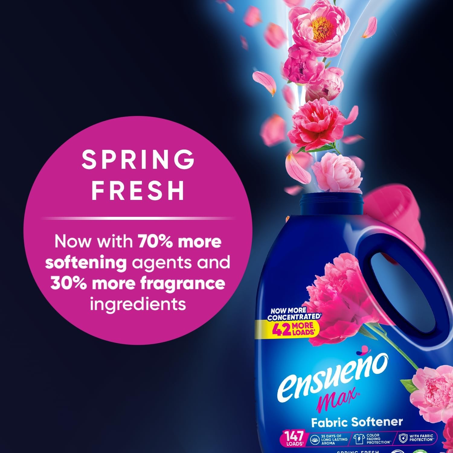 Ensueño Max Liquid Fabric Softener – Spring Fresh Scent – 125 fl oz – Color-Safe