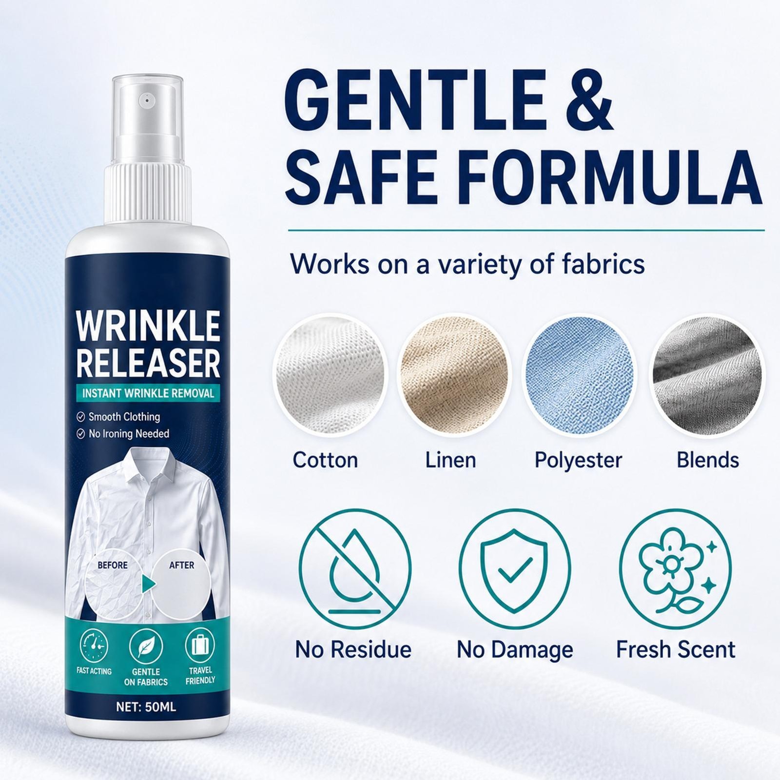 Instant Wrinkle Releaser Spray,Clothes Wrinkle Release Spray,No Iron,Anti Static