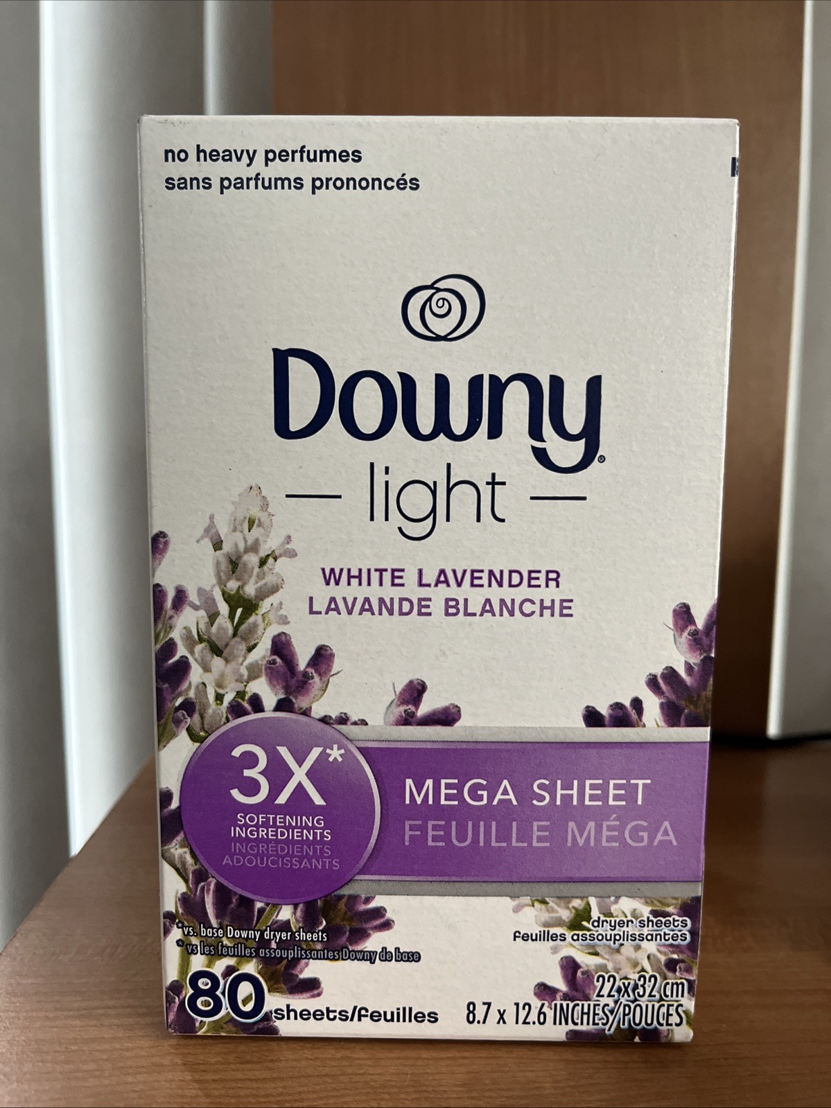 Downy LIGHT No Heavy Perfume LAUNDRY Mega Dryer Sheets WHITE LAVENDER 80ct
