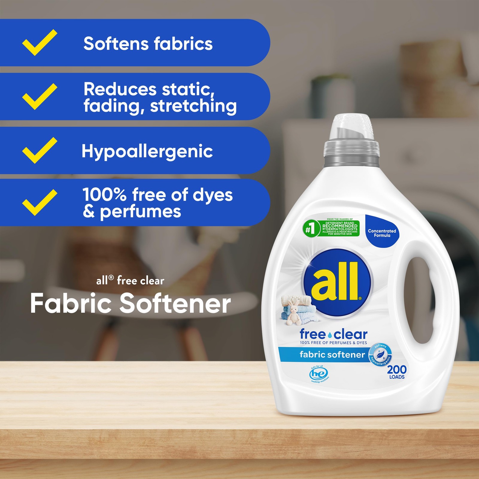 free clear, Original, Liquid Fabric Softener for Sensitive Skin, Unscented an…