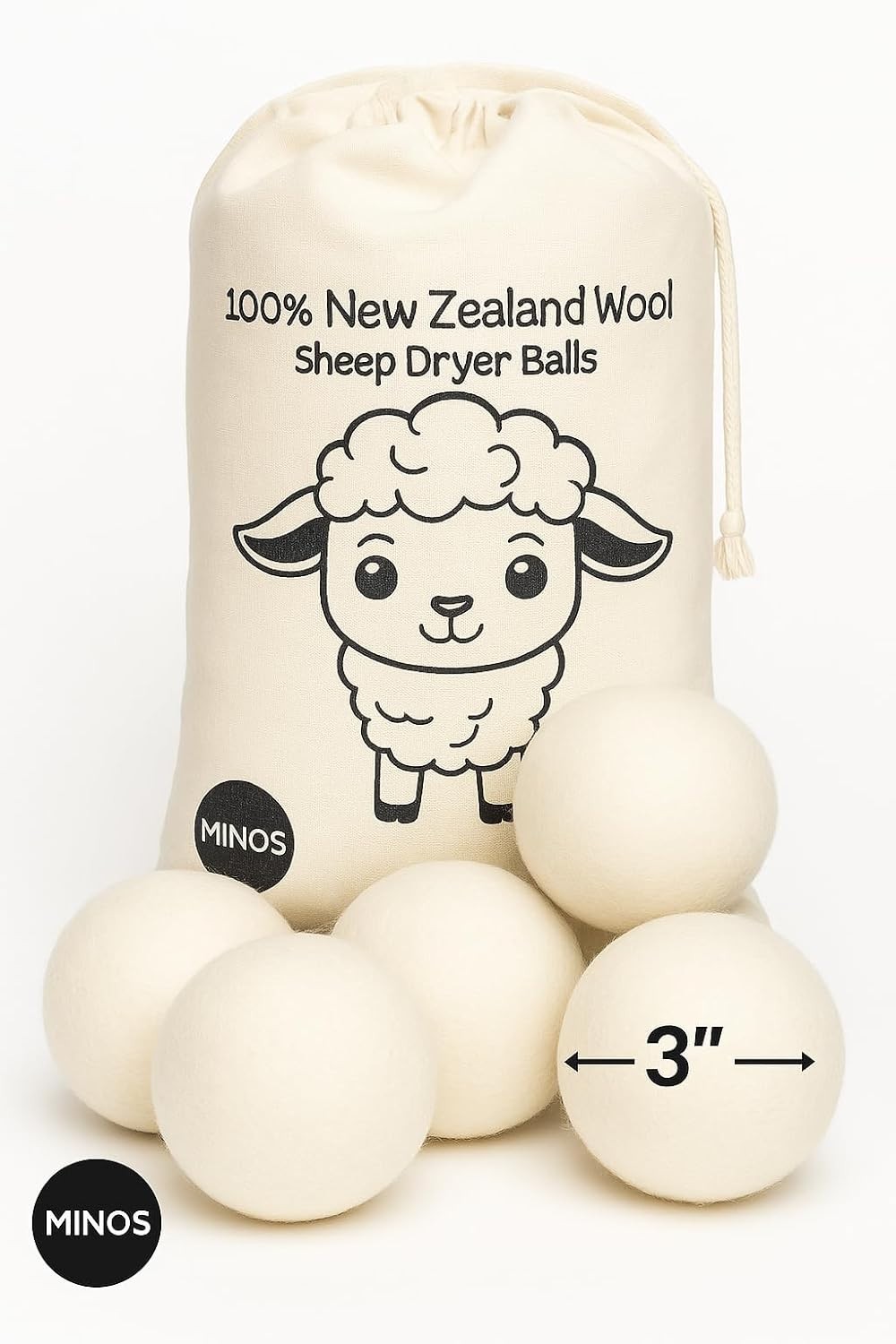 Natural Wool Dryer Balls | Reusable Natural Fabric Softener | Reduces Wrinkle…
