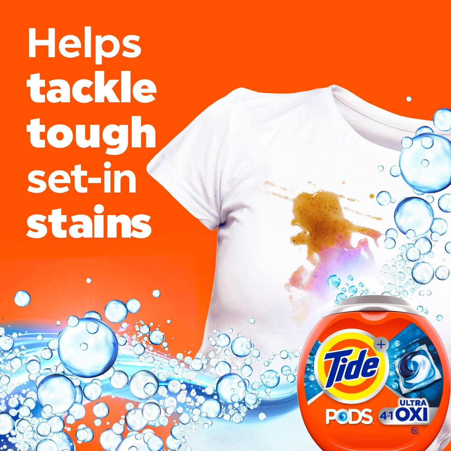 2 Pack Tide PODS Ultra Oxi 57Ct Laundry Detergent Pacs Stain Remover Power Clean