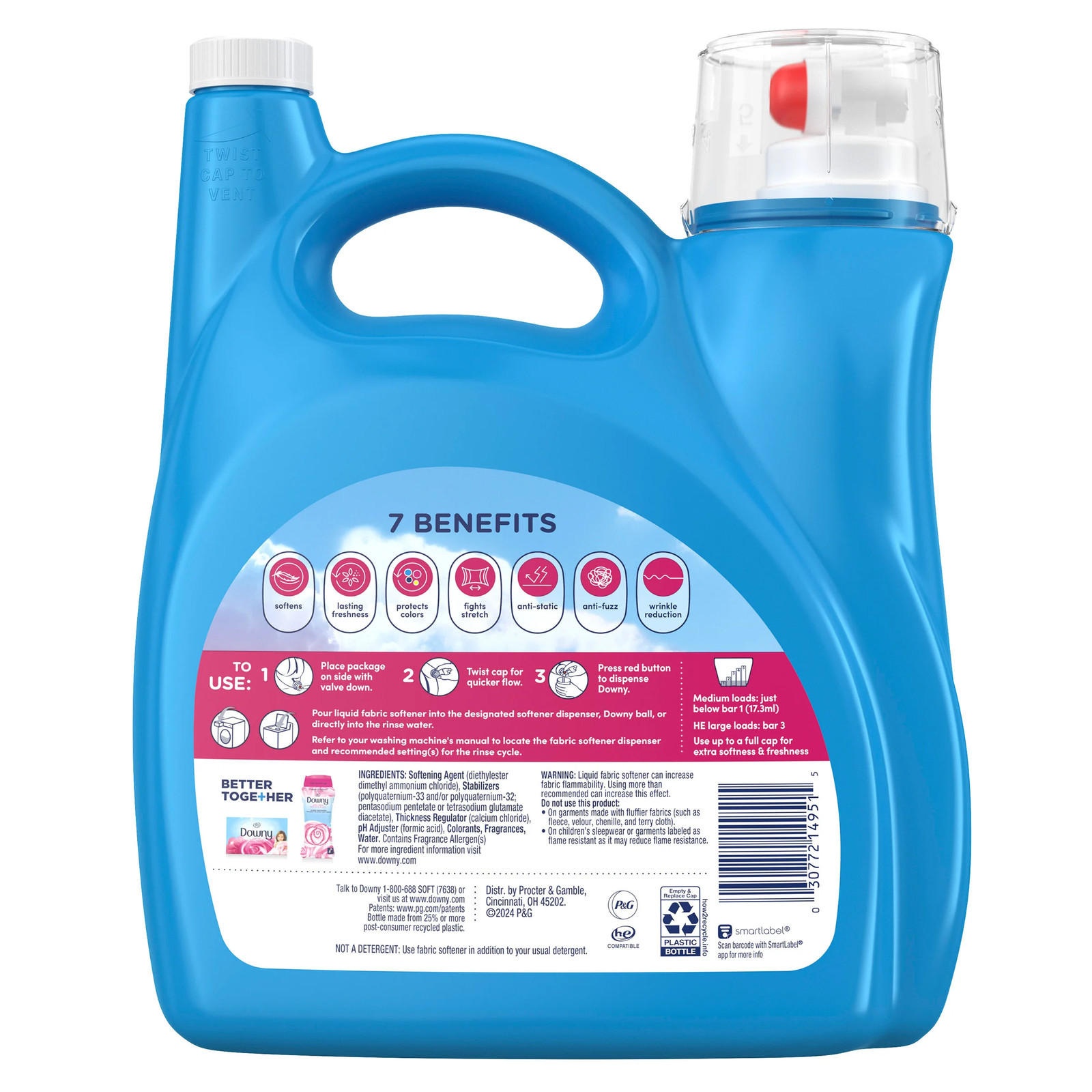 Downy Soft Liquid Fabric Softener, April Fresh, 257 Loads, 150 fl oz
