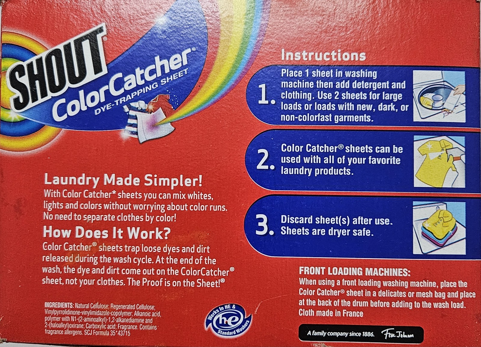 Lot of 2 Shout Color Catcher Dye Trapping Sheets Value Pack 72 Sheets (144total)