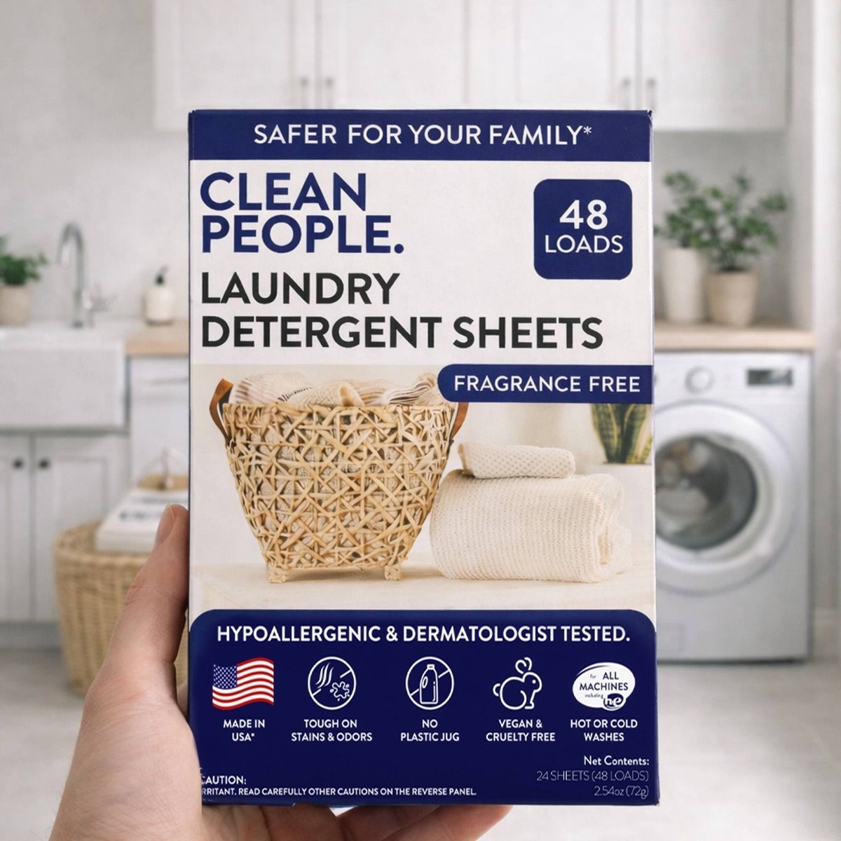 Laundry Detergent Sheets – Fragrance Free – 48 Loads: Hypoallergenic, Dye-Free