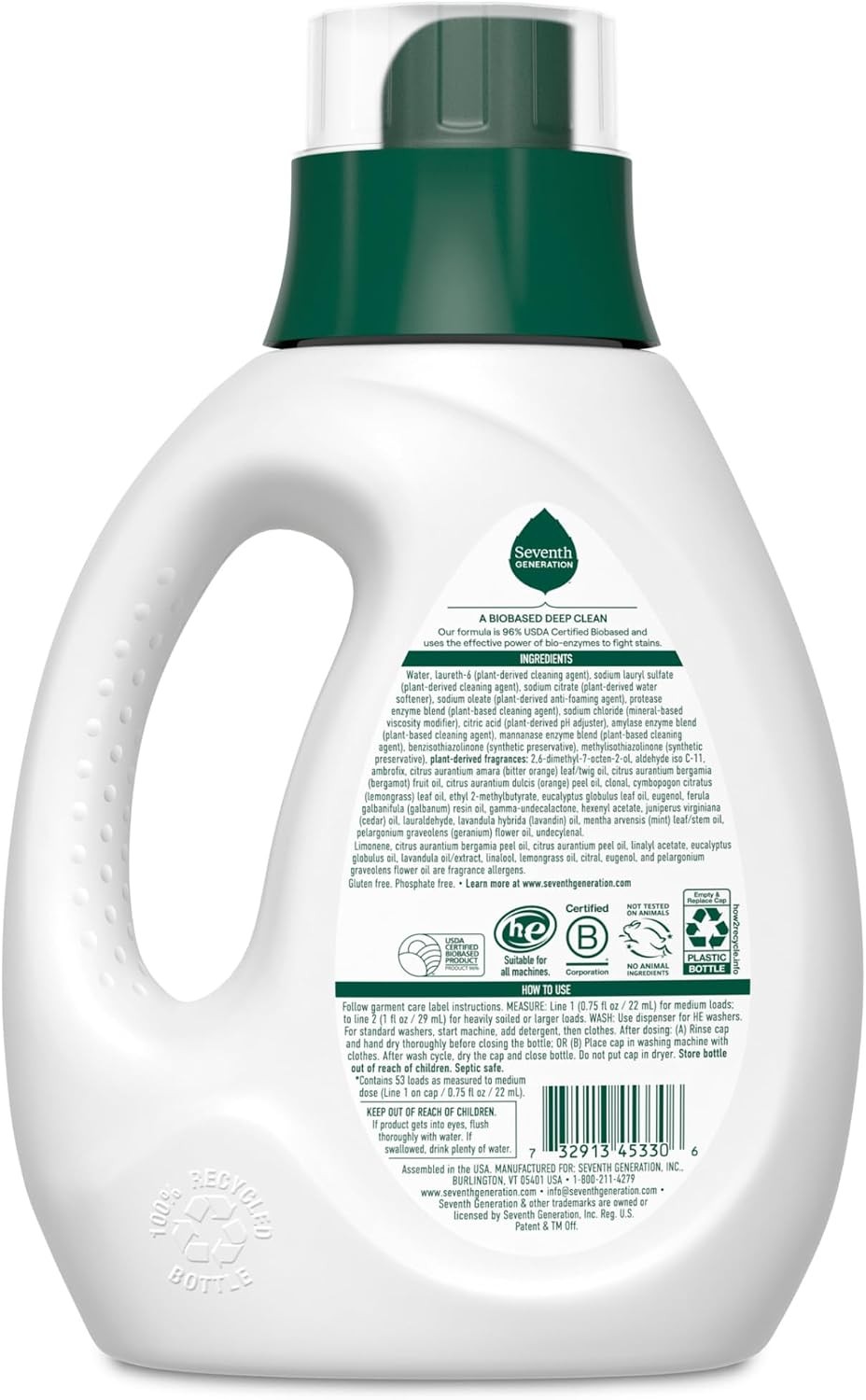 Seventh Generation Laundry Detergent, 40 oz (53 loads), Fresh Scent, Fights Stai