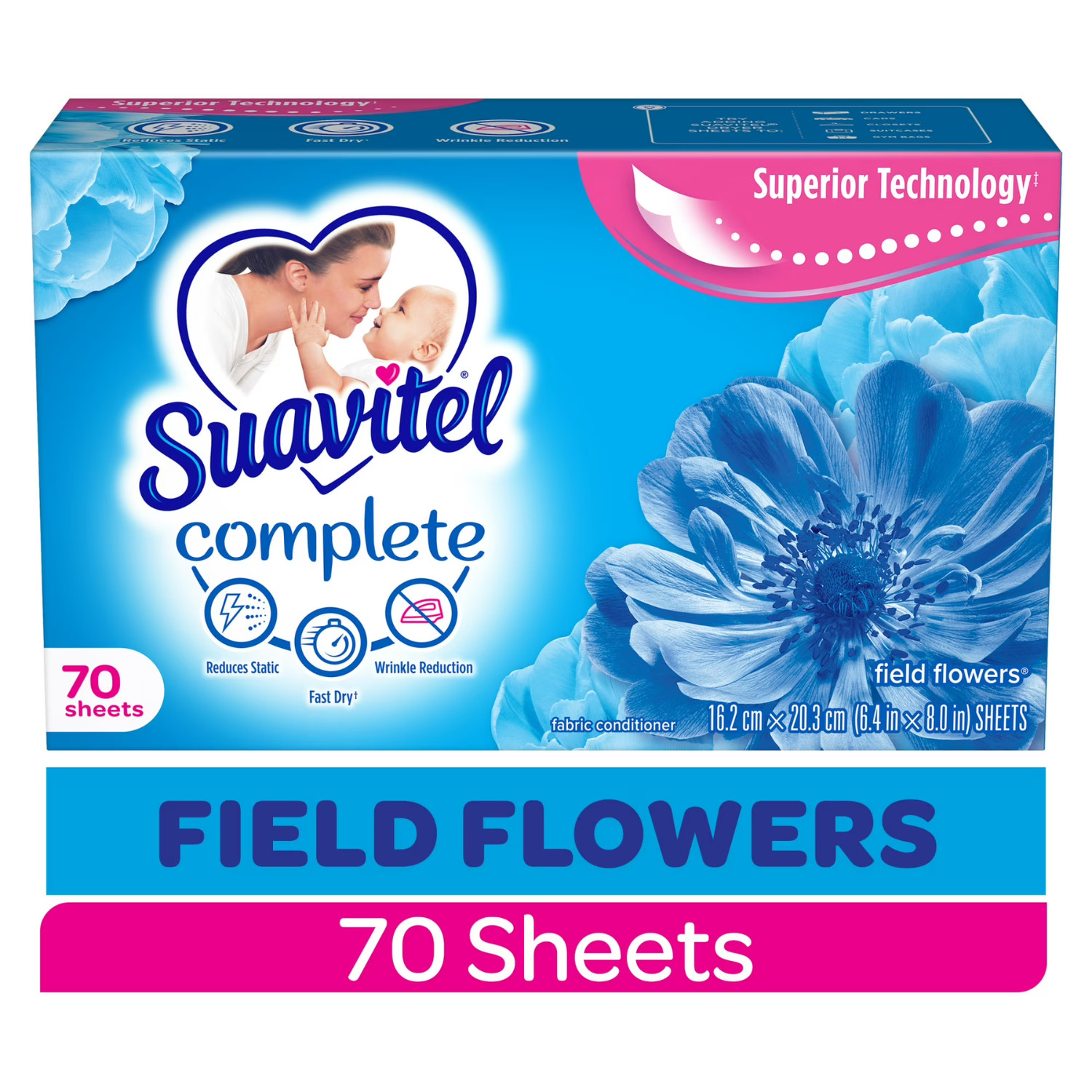 Suavitel Complete Dryer Sheets Morning Sun 70 Count Fabric Softener ( 12 Pack)