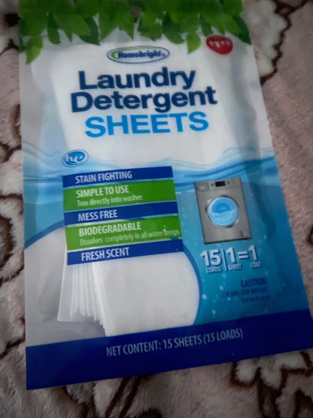 Homebright LAUNDRY DETERGENT SHEETS• SCENT FREE• 45 Sheets