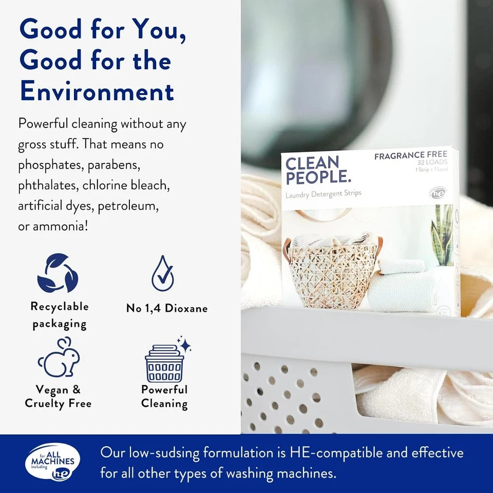Clean People Laundry Detergent Sheets – Plant-Based, Hypoallergenic Laundry Soap