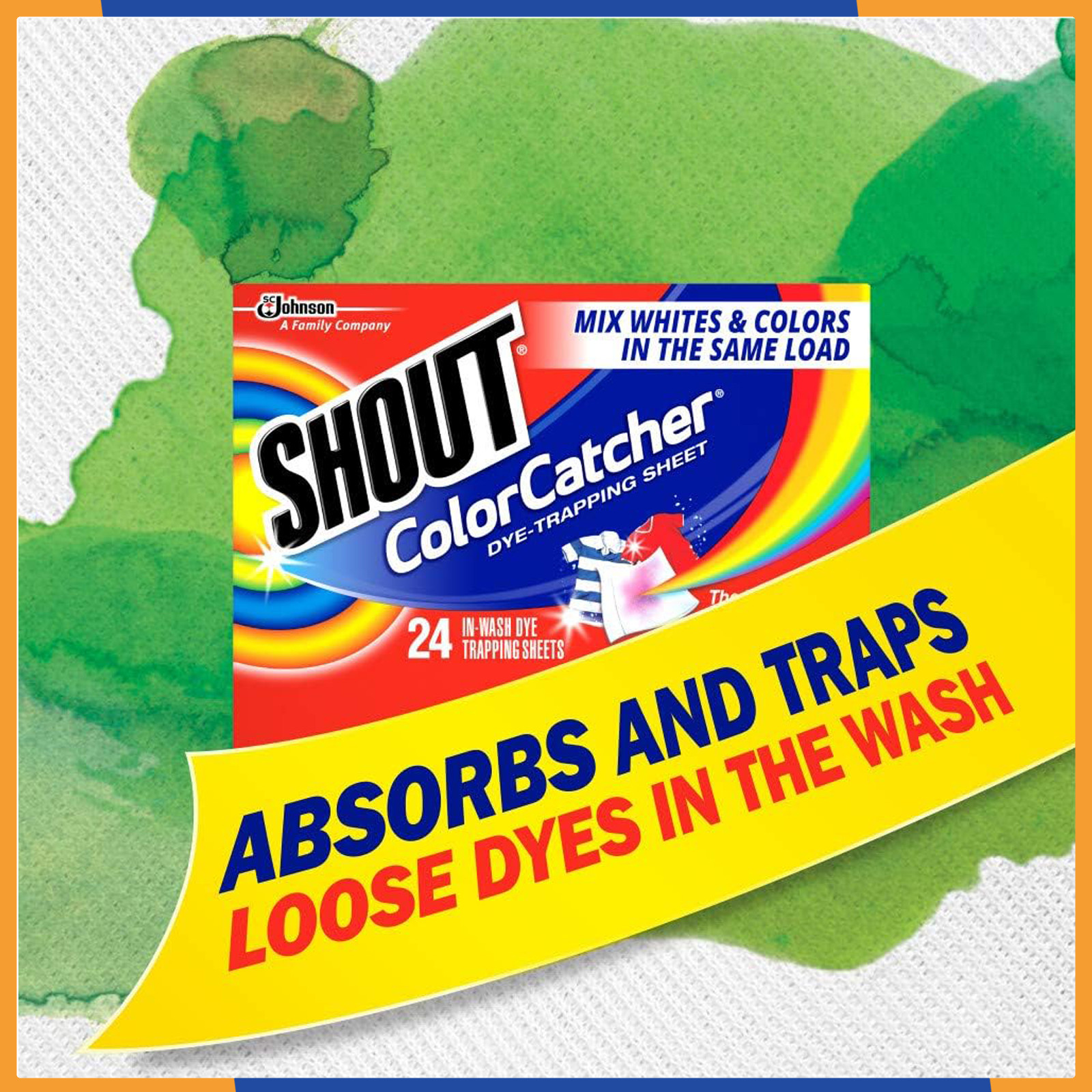 Shout Color Catcher Dye Trapping Sheets 72 Count Laundry Detergent Safe Pack of2