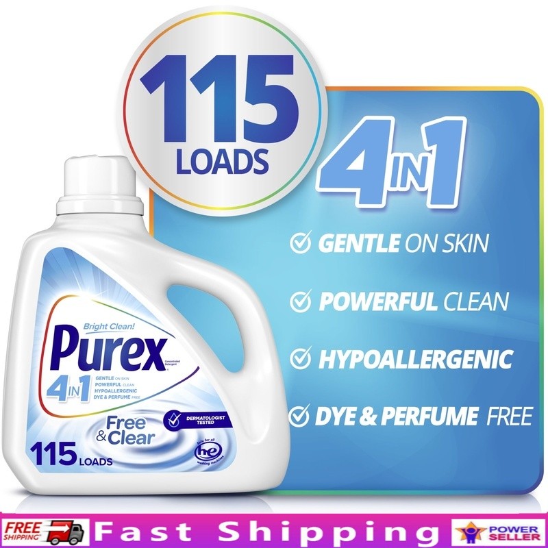 Clear Liquid Laundry Detergent 150 Fl Oz 115 Loads Brightening Gentle Color Safe