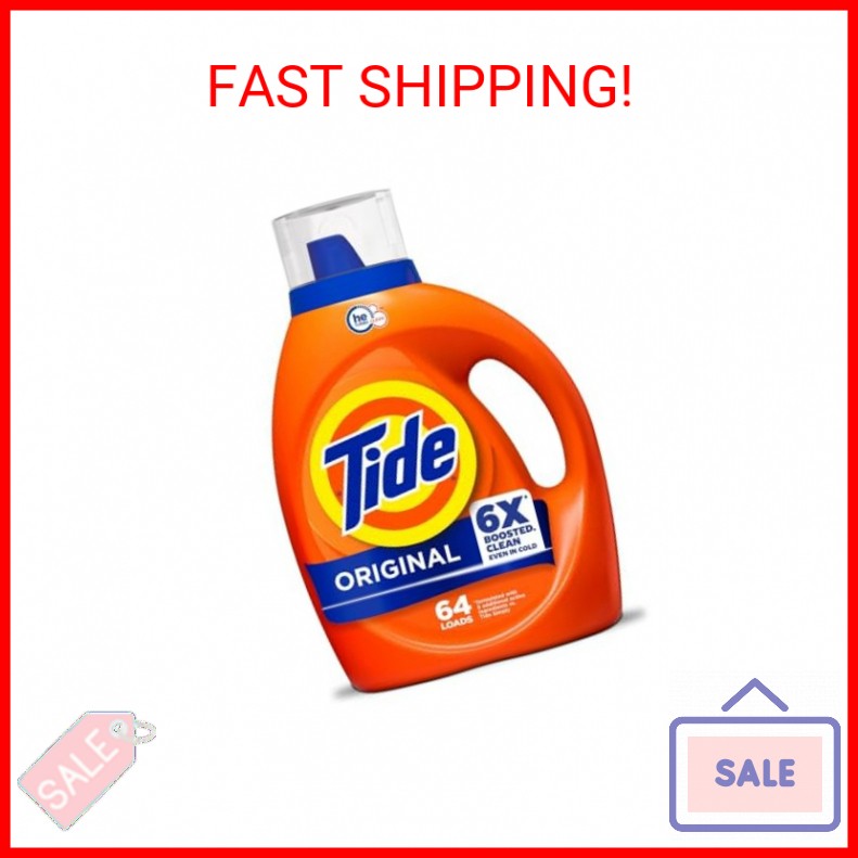 Tide Laundry Detergent Liquid, Original Scent, 64 Loads, 80 FL OZ, Works on 100%