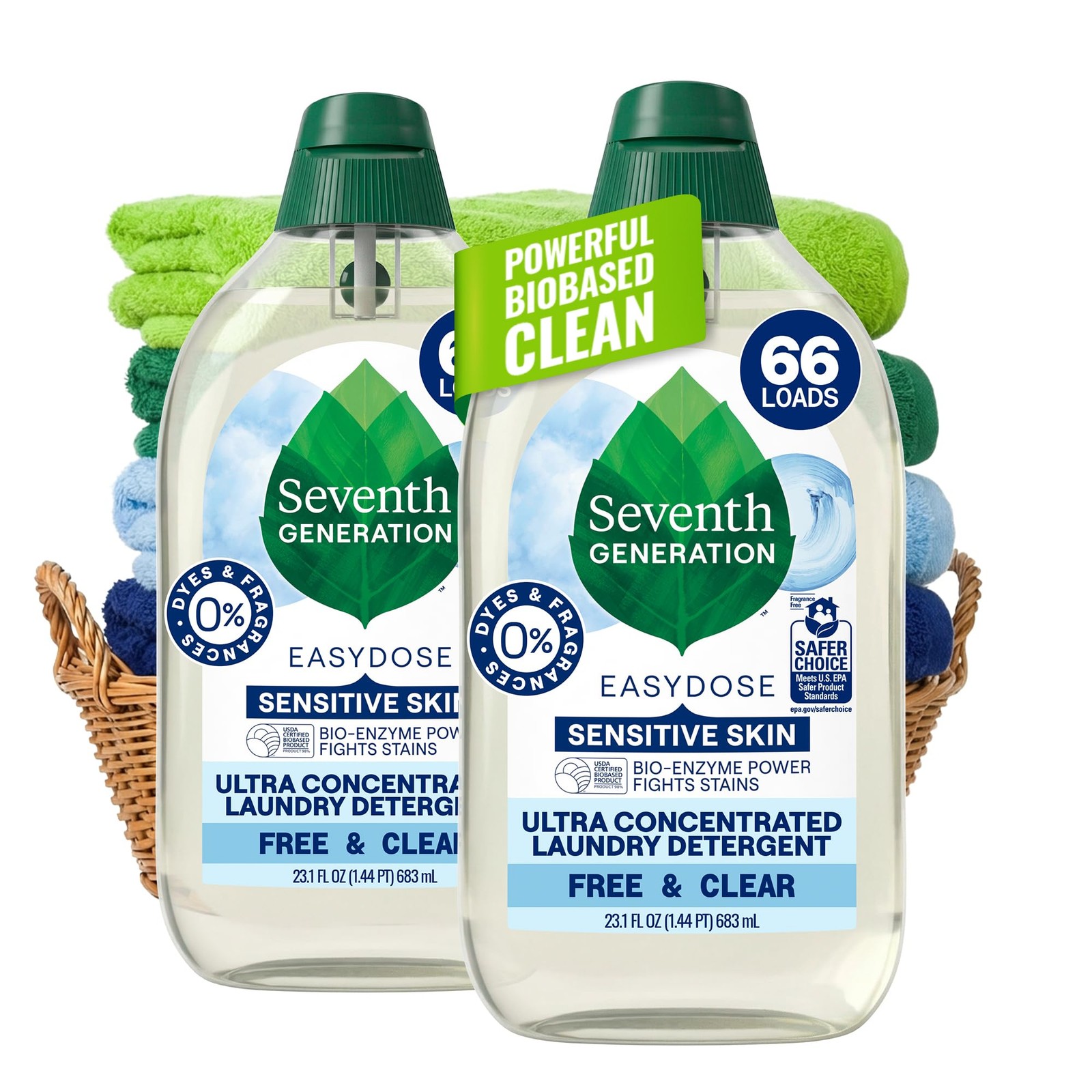 Seventh Generation Ultra Concentrated Free & 23.1 Ounce (Pack of 2), Clear