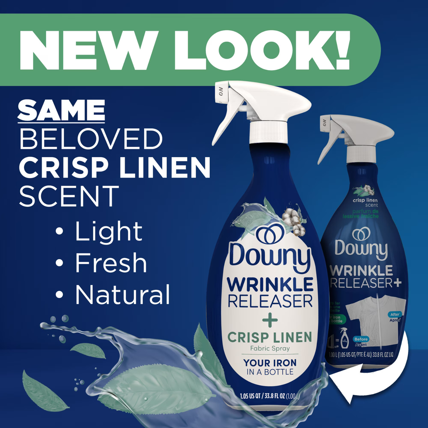 Downy Wrinkle Releaser Spray Crisp Linen Fabric Refresher 33.8 oz, 4 Pack