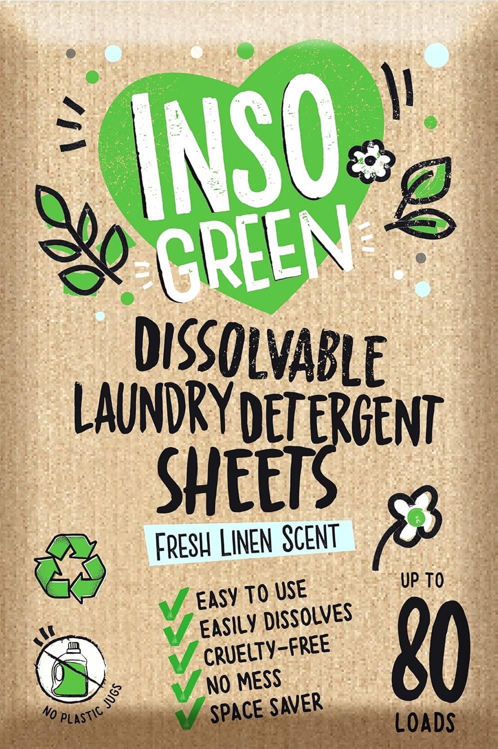 Eco Laundry Detergent Sheets – 80 Loads Laundry Sheets Detergent – 40 No Plastic
