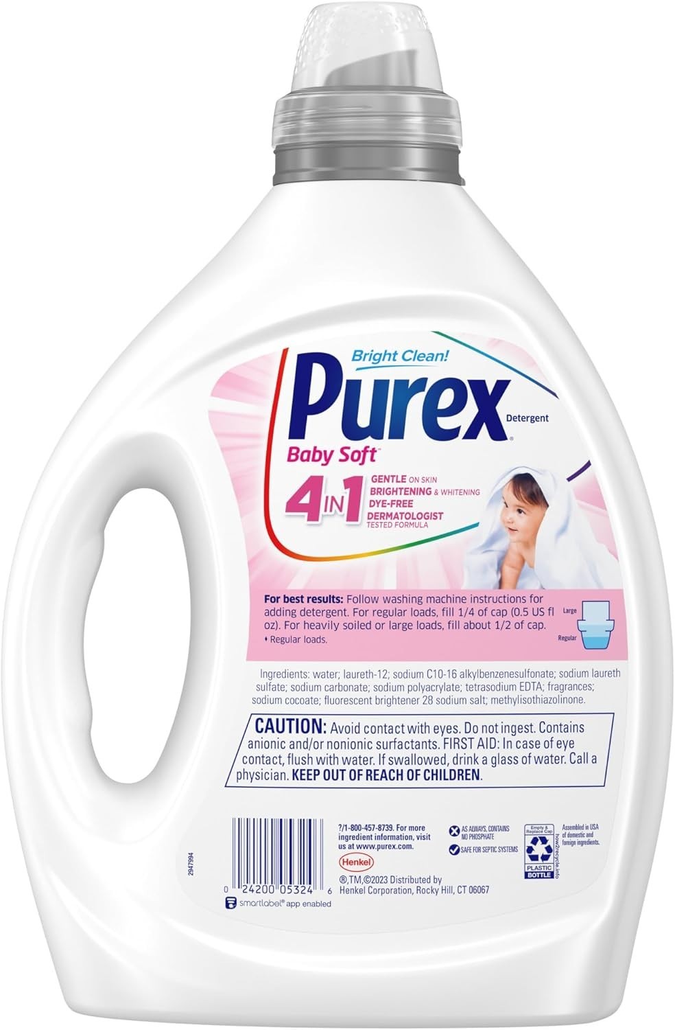 Purex Liquid Laundry Detergent, Ultra Concentrated, Baby, 82.5 Ounce, 165 Loads