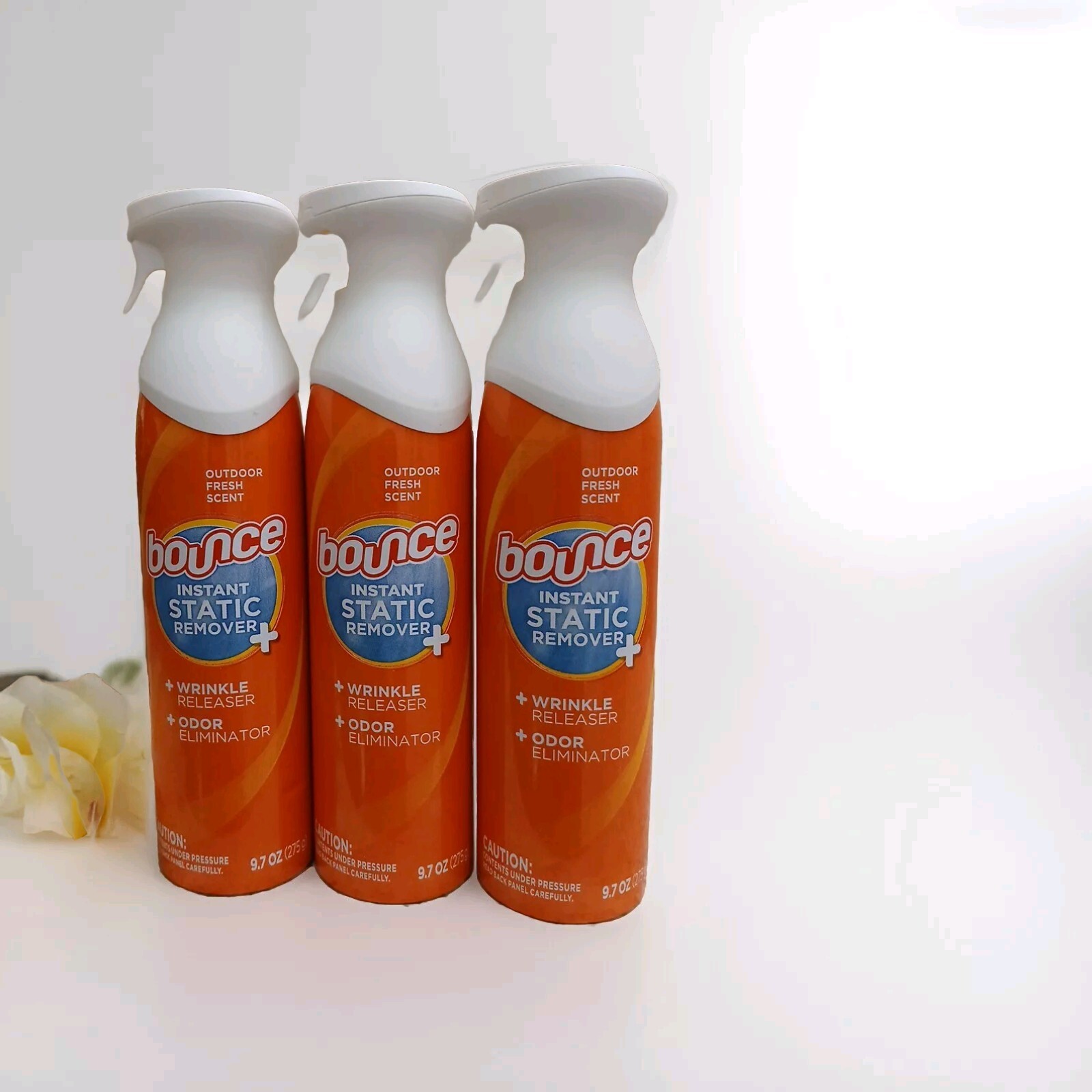 Lot 3 Bounce Anti Static Spray, 3 in 1 Instant Wrinkle Release, Odor Eliminator